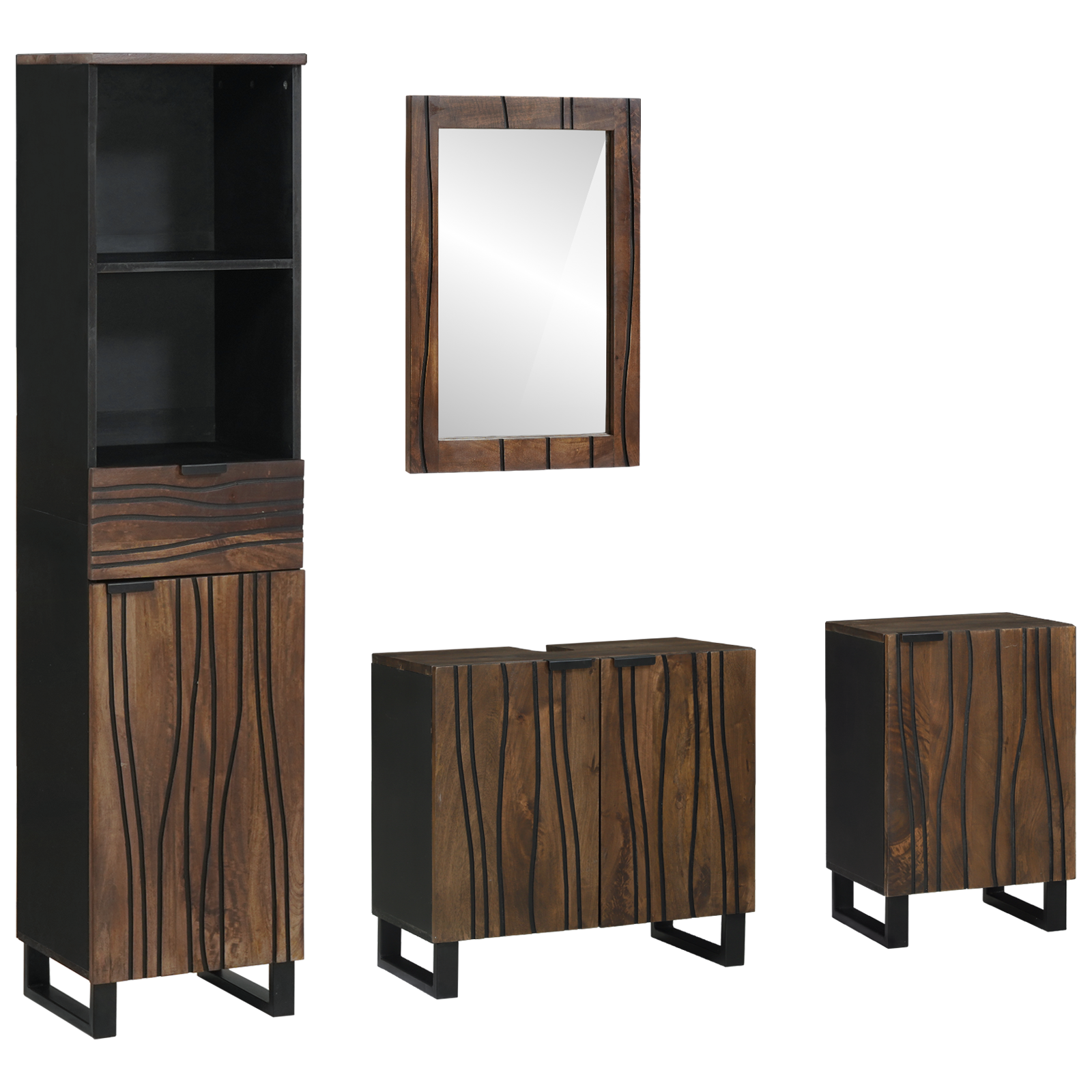 Baderomsinnredningssett med skuff 4 pcs Hvit 38 x 33 x 160 cm