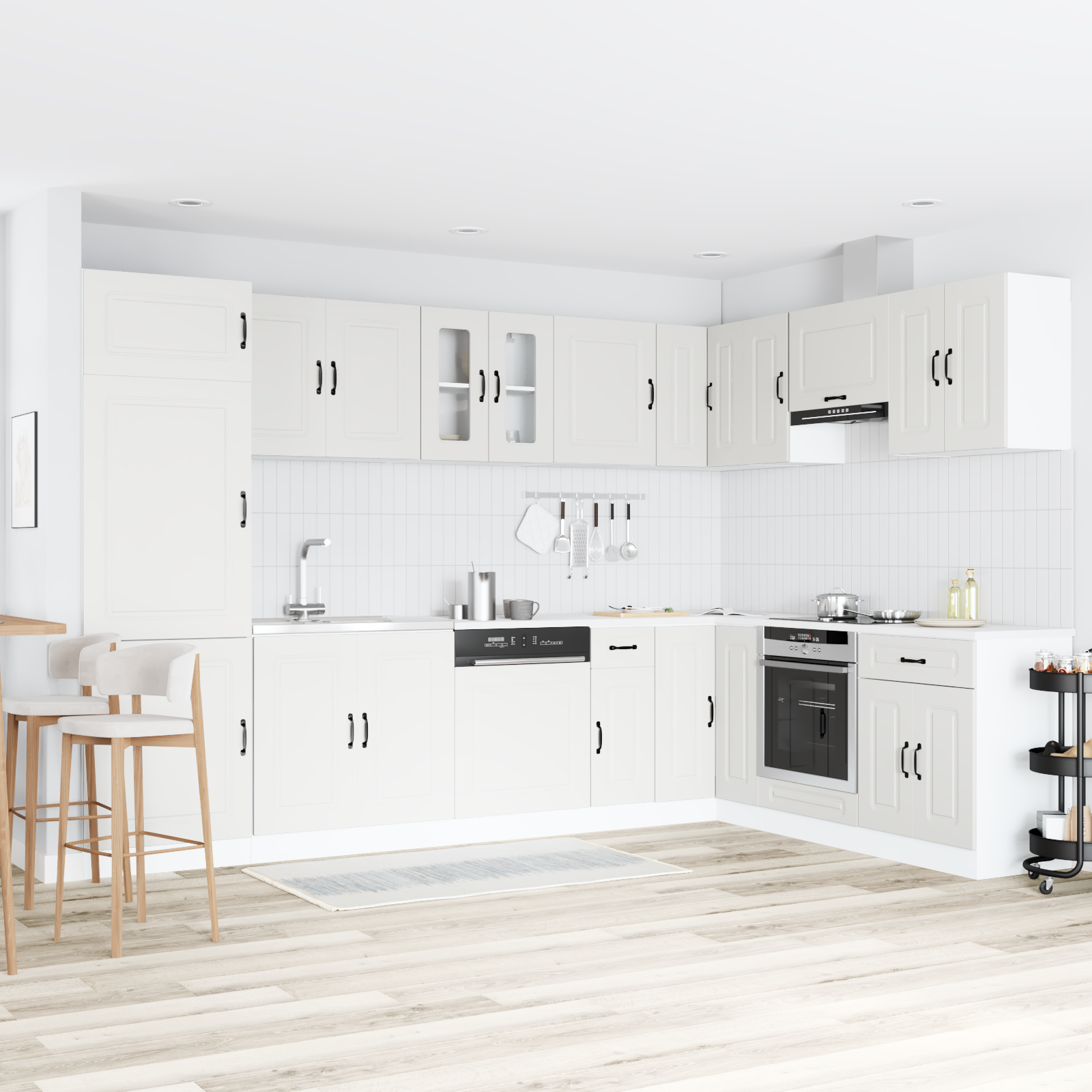 Kjøkkenskap Kalmar 2 pcs Hvit 80 x 46 x 81.5 cm Konstruert tre