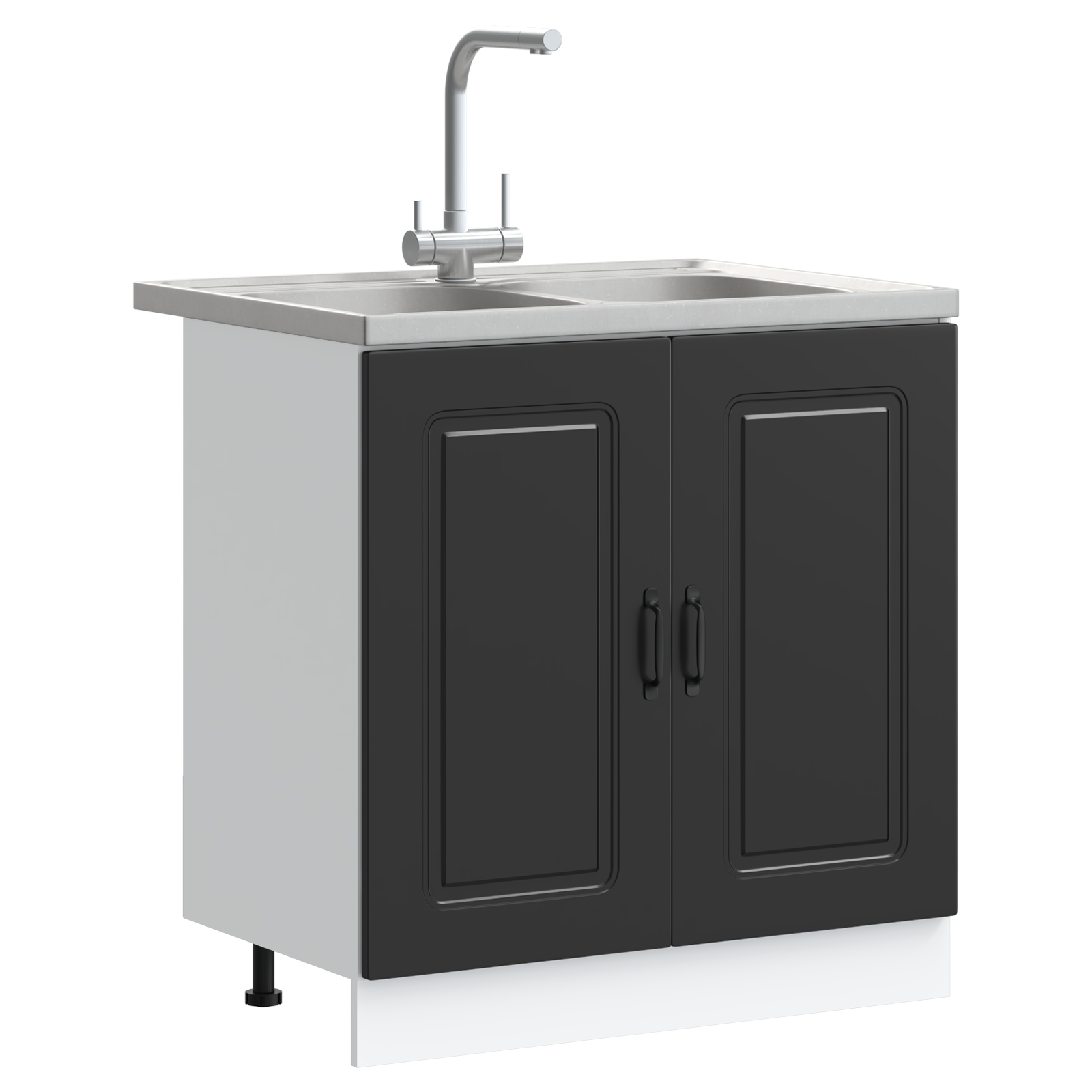 Kjøkkenskap Kalmar 2 pcs Svart 80 x 46 x 81.5 cm Konstruert tre