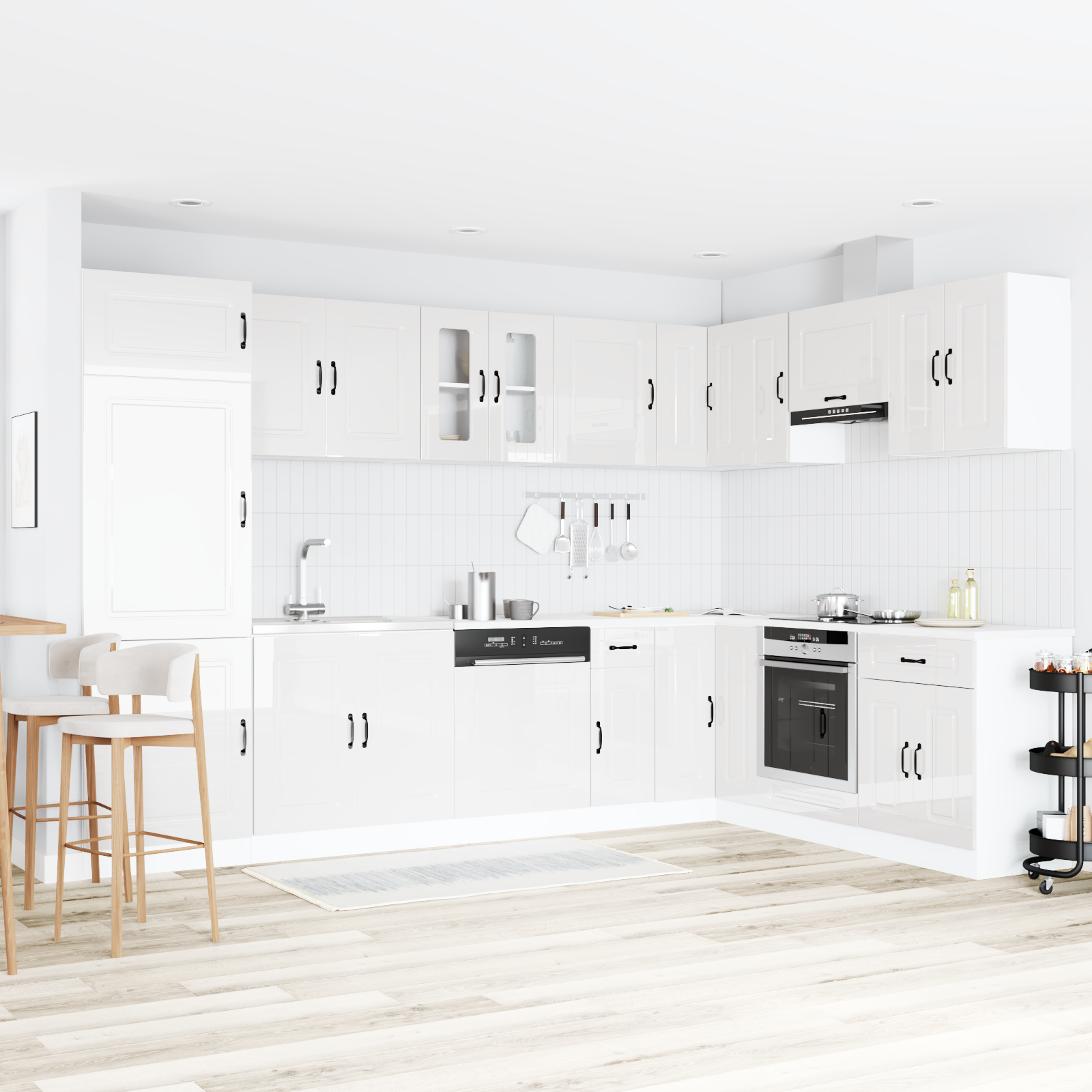 Kjøkkenskap Kalmar 2 pcs Hvit 80 x 46 x 81.5 cm Konstruert tre