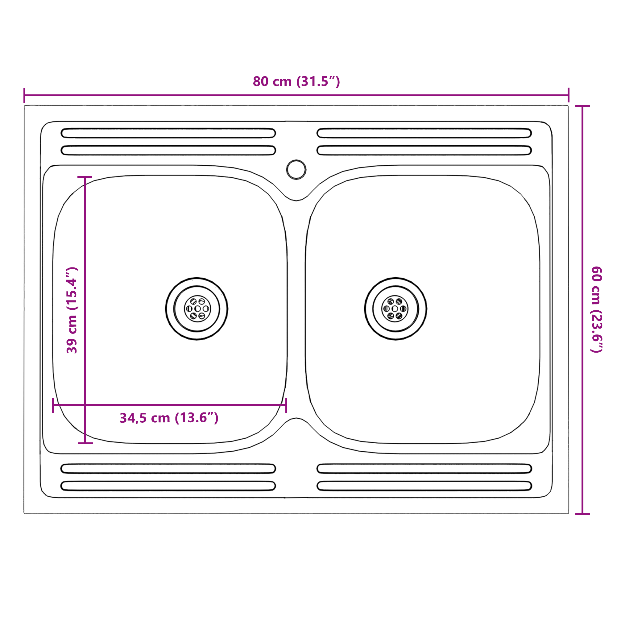 Kjøkkenskap Kalmar 2 pcs Hvit 80 x 46 x 81.5 cm Konstruert tre