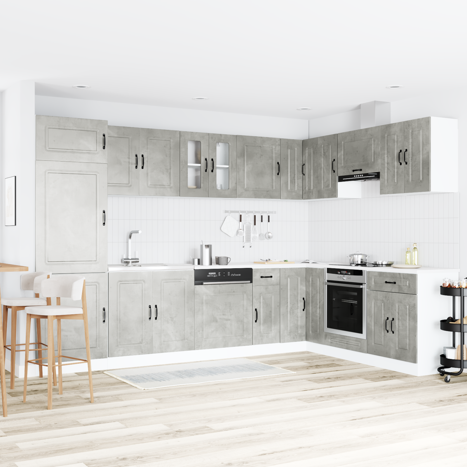 Kjøkkenskap Kalmar 2 pcs Grå 80 x 46 x 81.5 cm Konstruert tre