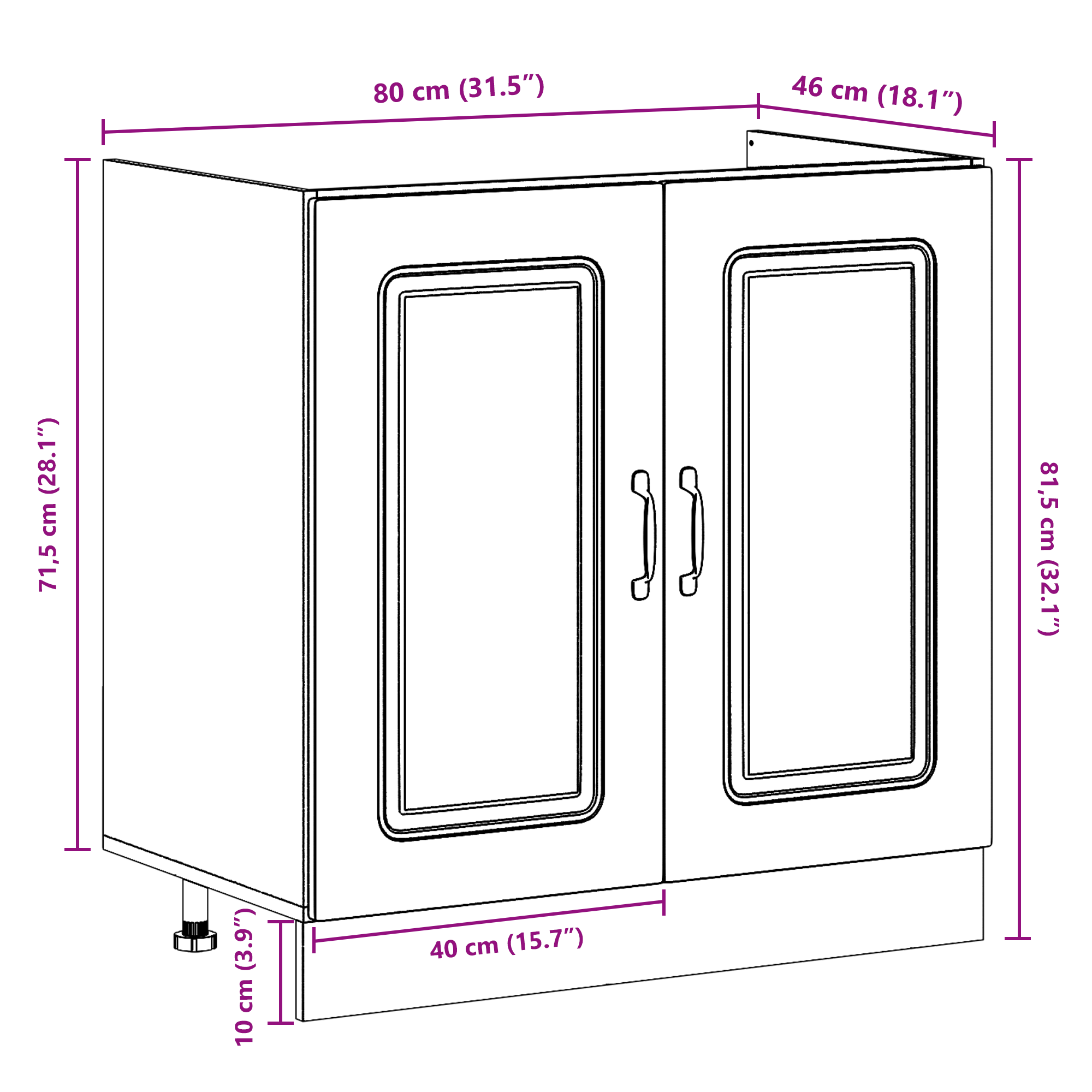 Kjøkkenskap Kalmar 2 pcs Brun 80 x 46 x 81.5 cm Konstruert tre