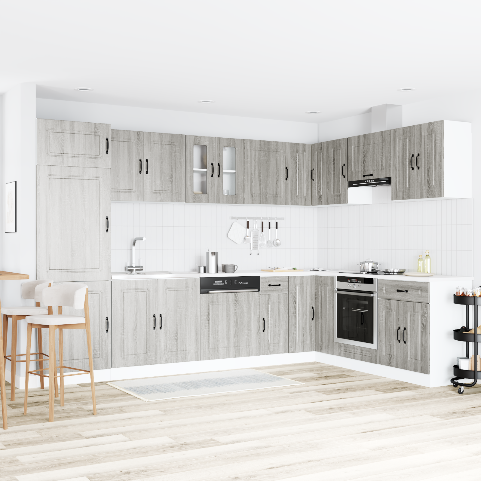 Kjøkkenskap Kalmar 2 pcs Grå 80 x 46 x 81.5 cm Konstruert tre