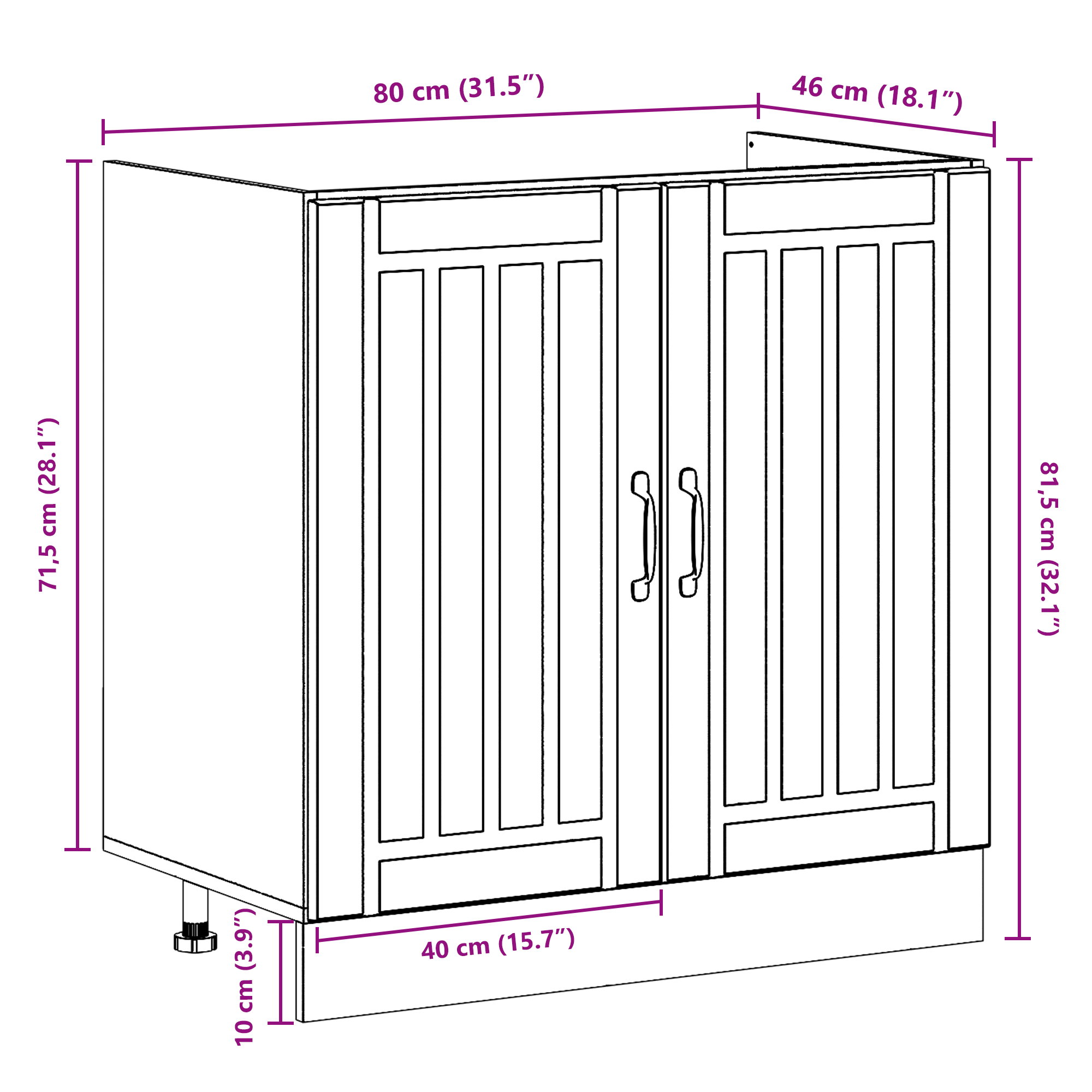 Kjøkkenskap med lagring Lucca 2 pcs Lysegrå 80 x 46 x 81.5 cm