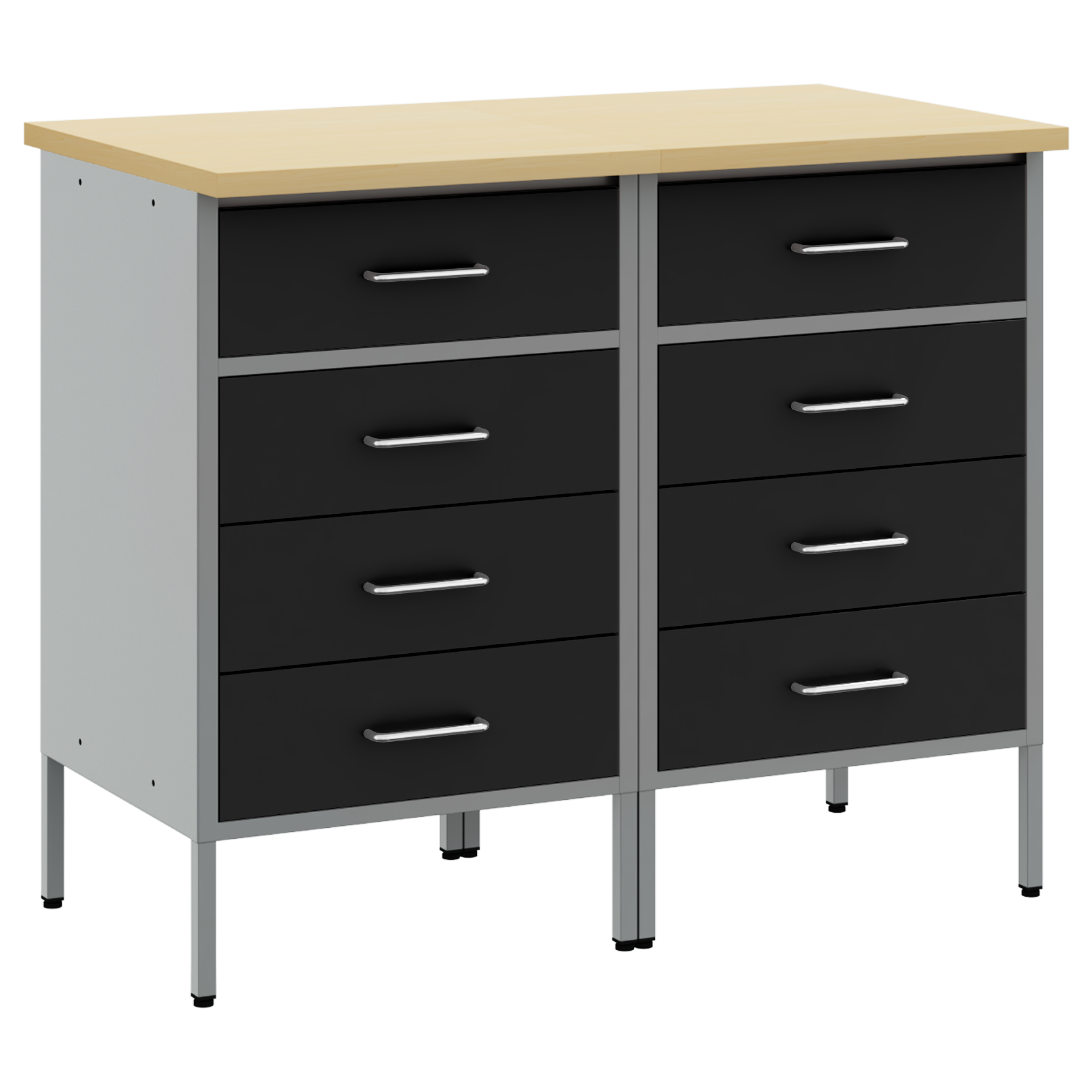 Arbeidsskap med skuff 2 pcs Svart og Grå 100 x 55 x 85 cm