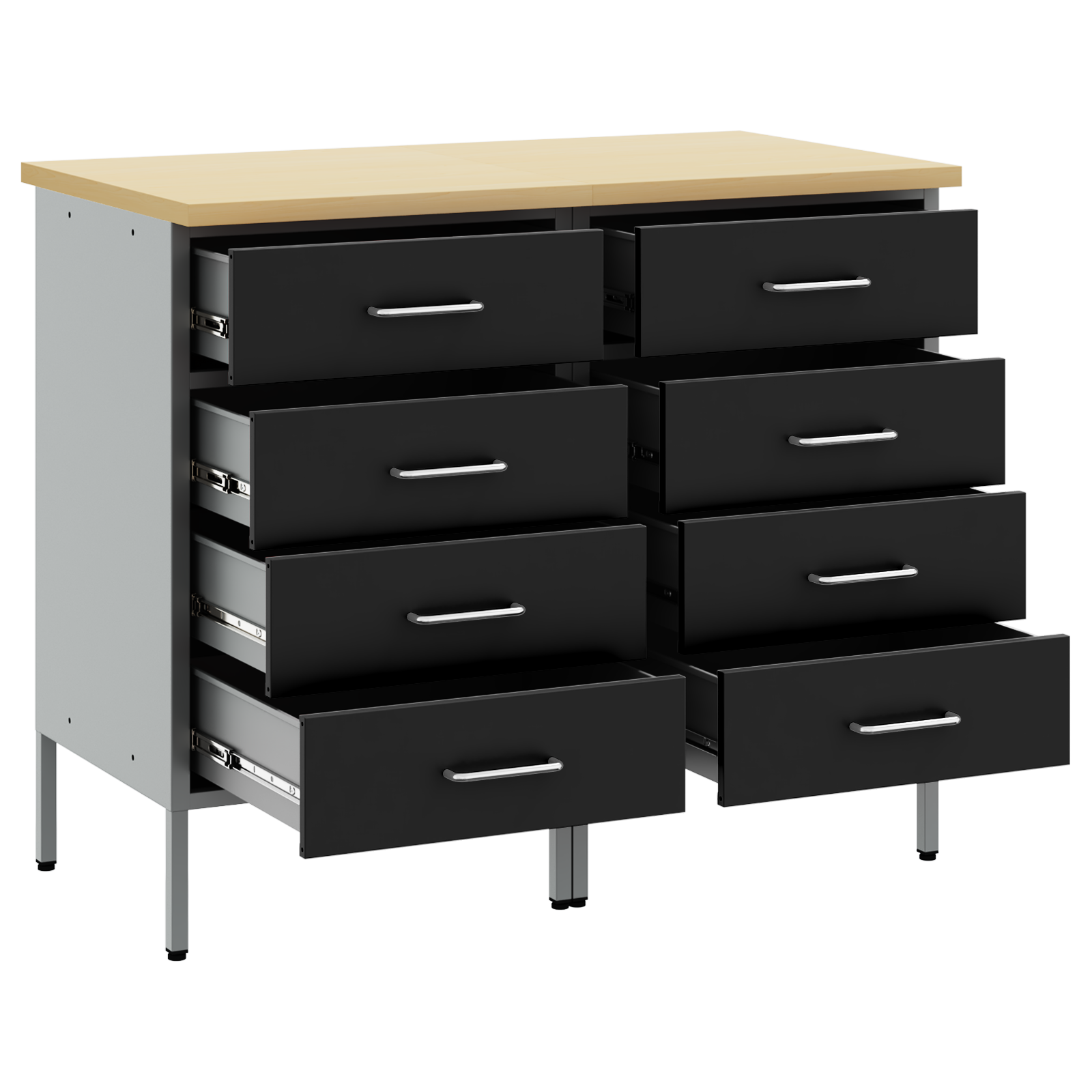 Arbeidsskap med skuff 2 pcs Svart og Grå 100 x 55 x 85 cm