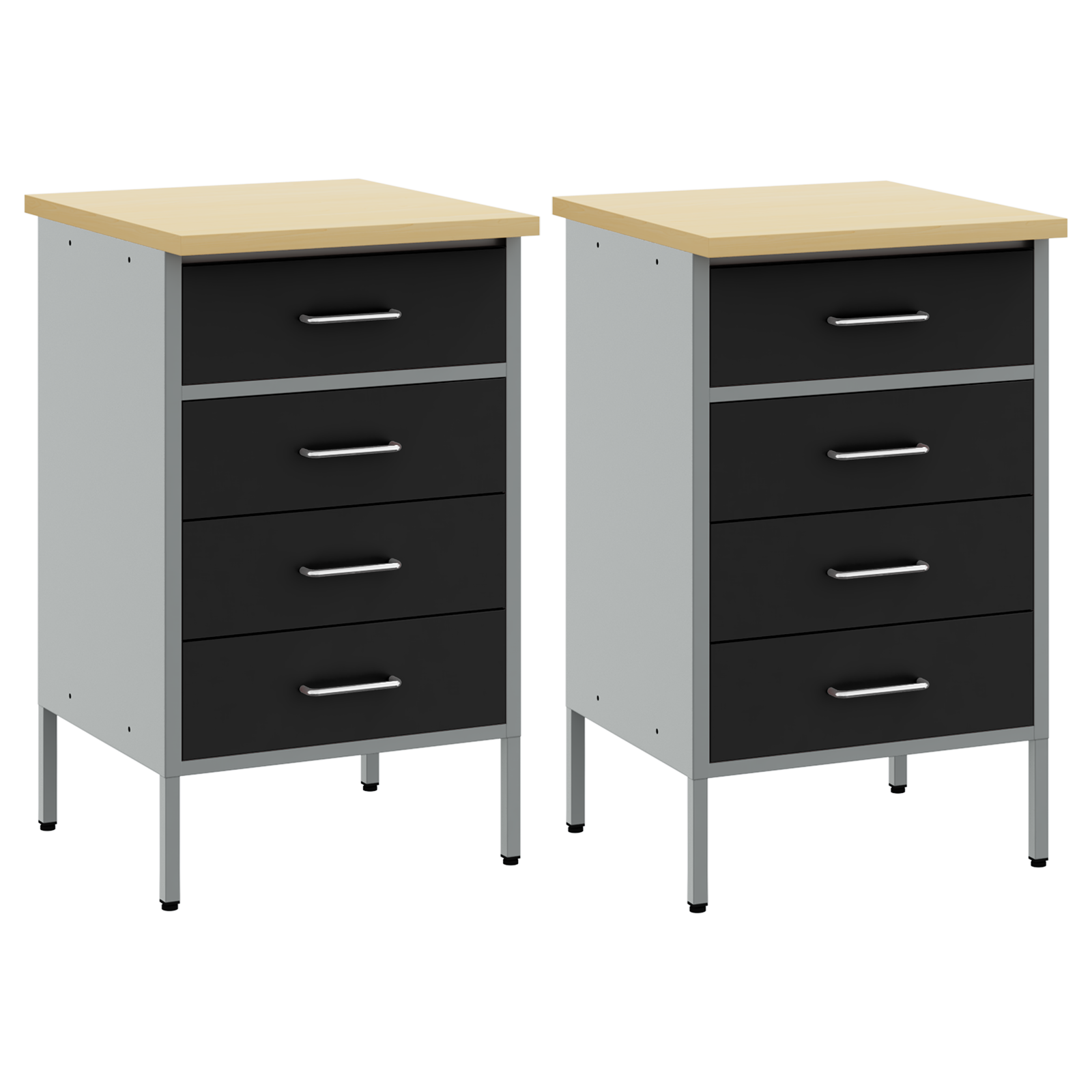 Arbeidsskap med skuff 2 pcs Svart og Grå 100 x 55 x 85 cm