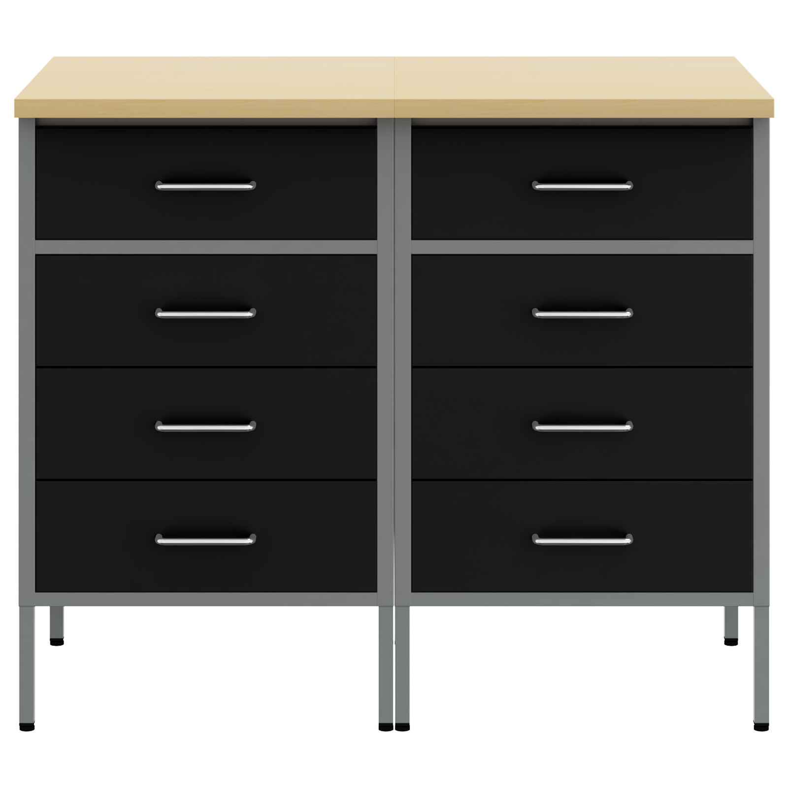 Arbeidsskap med skuff 2 pcs Svart og Grå 100 x 55 x 85 cm