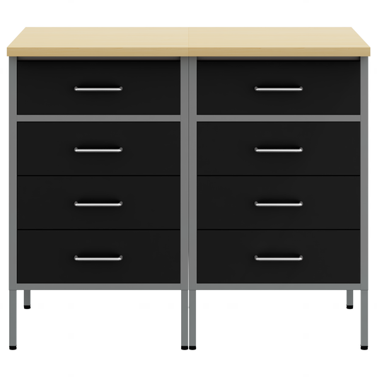 Arbeidsskap med skuff 2 pcs Svart og Grå 100 x 55 x 85 cm