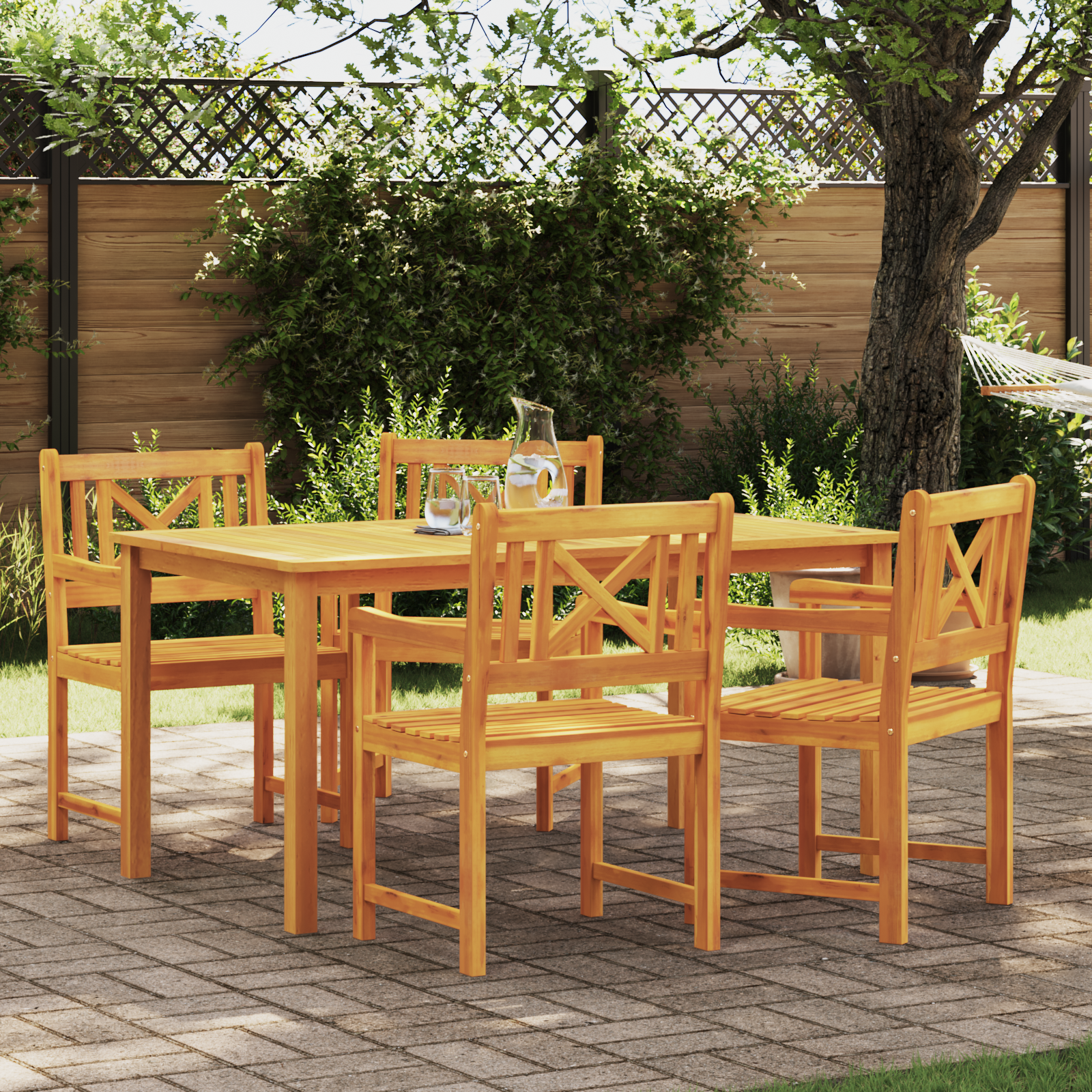 Hage Stol 4 pcs Brun 56 x 56 x 90 cm Massivt akasietre
