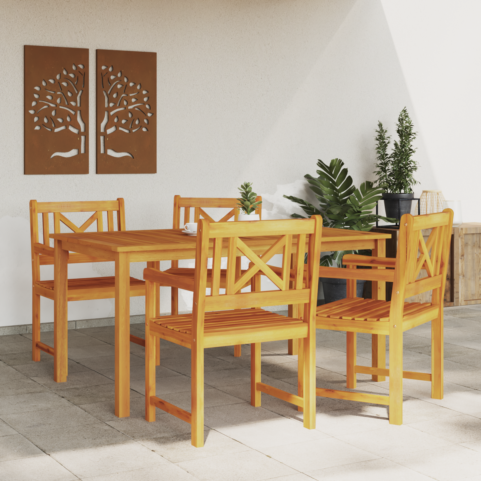 Hage Stol 4 pcs Brun 56 x 56 x 90 cm Massivt akasietre
