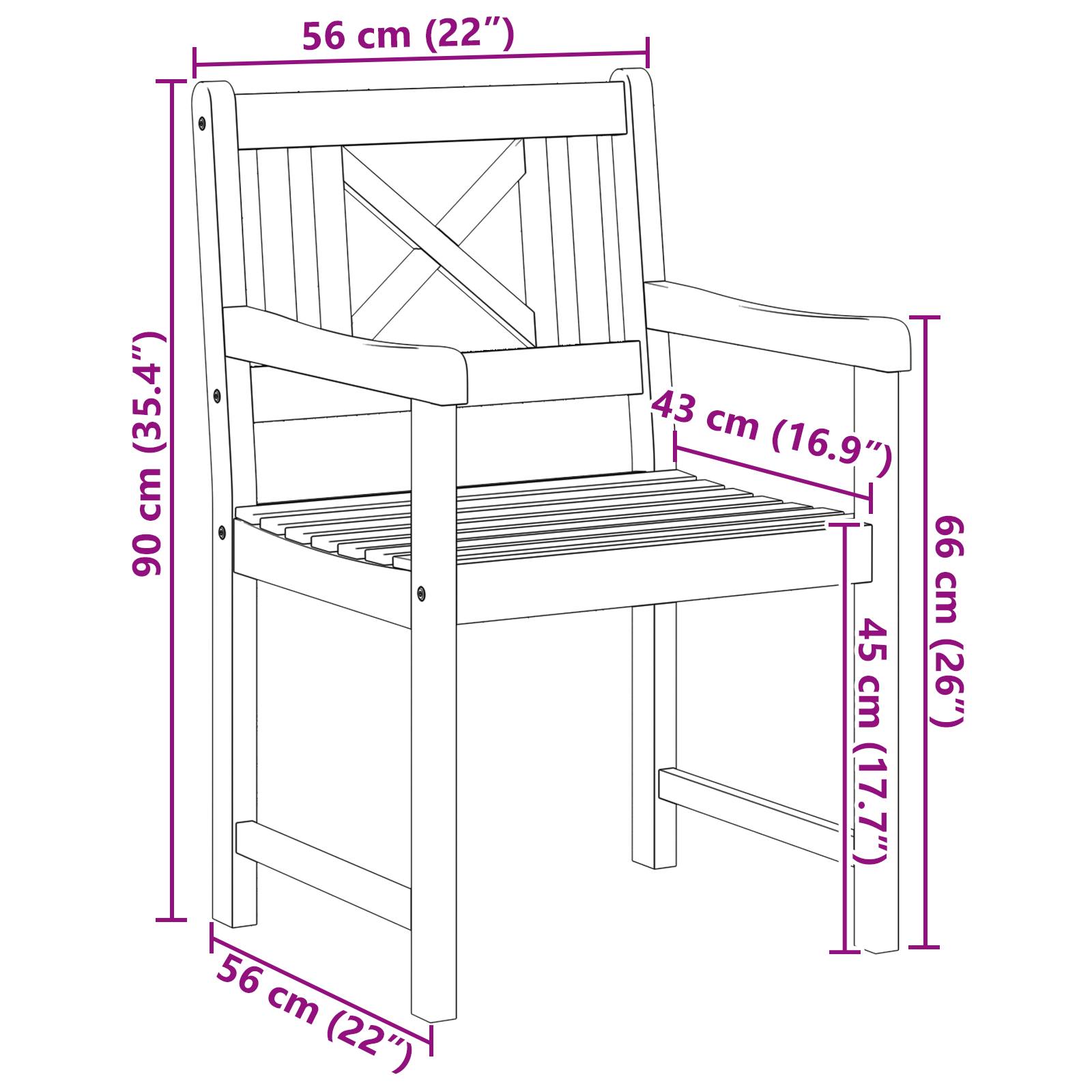 Hage Stol 4 pcs Brun 56 x 56 x 90 cm Massivt akasietre