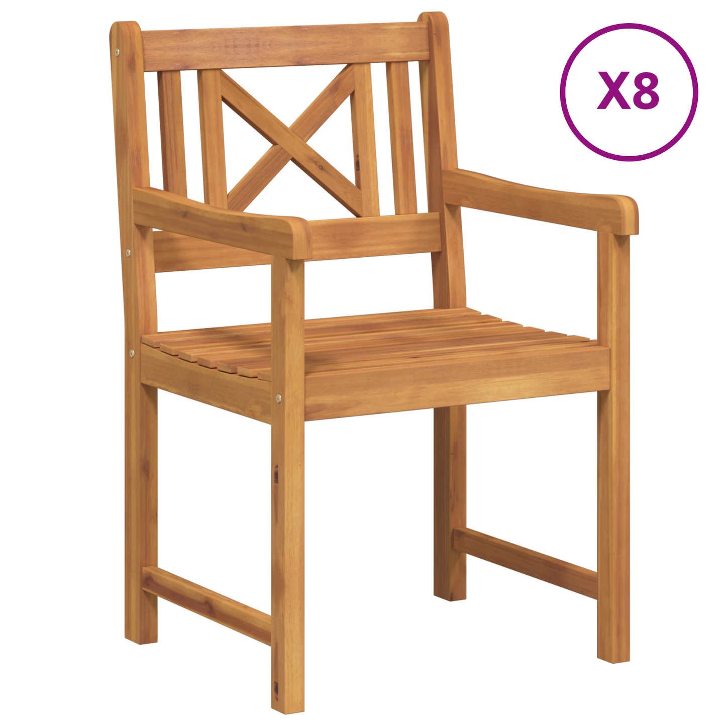 Hagestoler 8 pcs Naturlig Solid akasietre