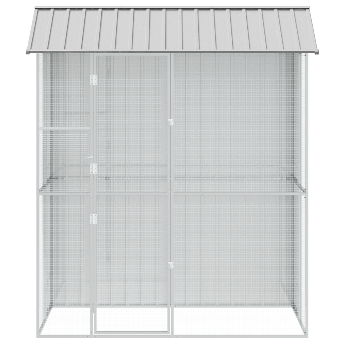 Fuglebur med lagring Grå 215 x 110 x 247 cm Galvanisert Stål