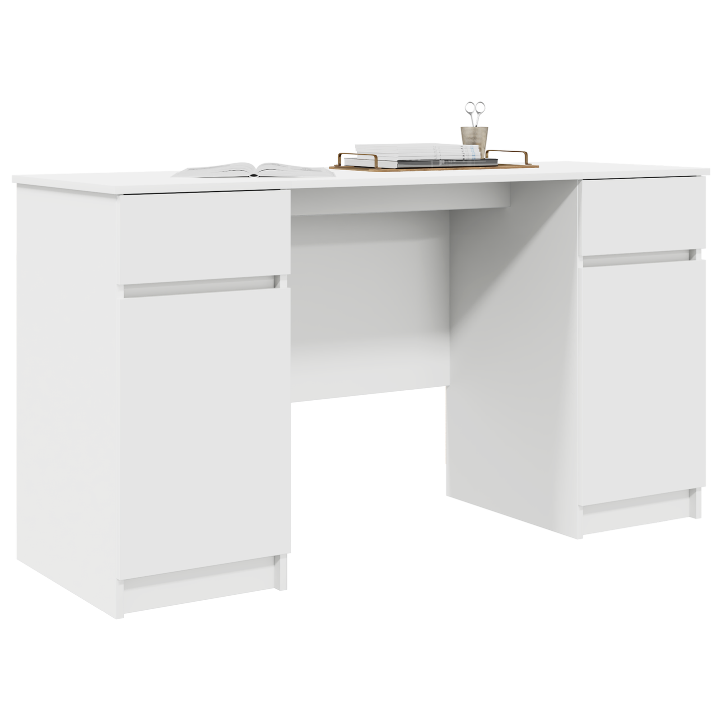 Skrivebord med skuff Hvit 140 x 49 x 76 cm Konstruert tre