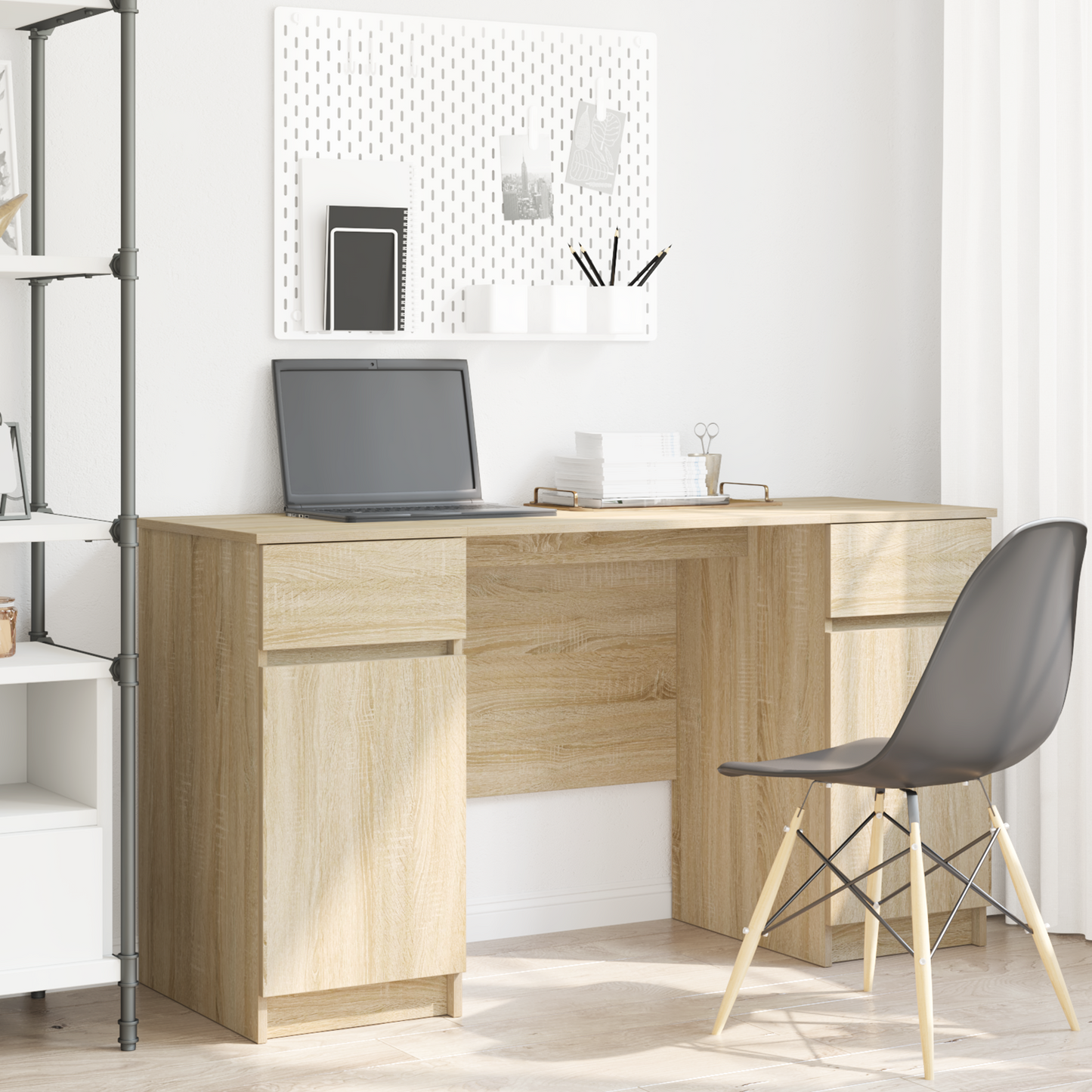 Skrivebord med skuff Sonoma eik 140 x 49 x 76 cm Konstruert tre