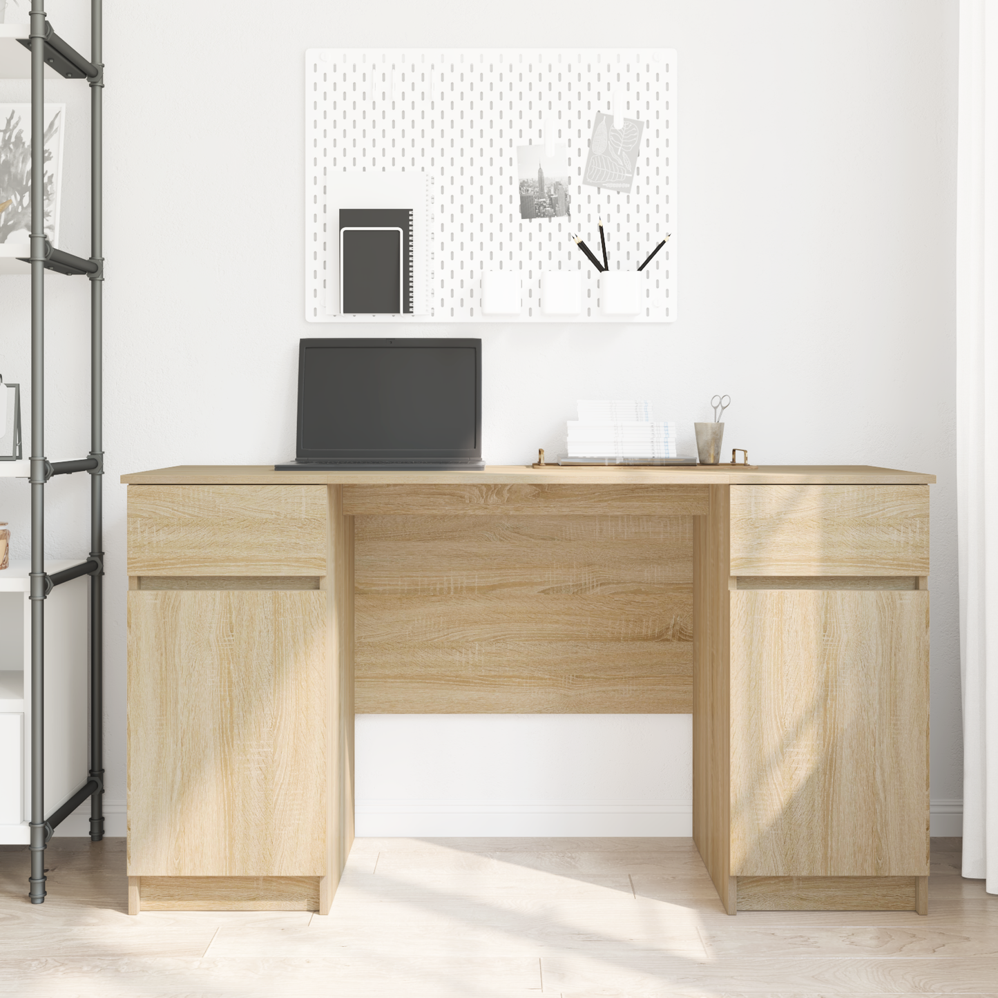 Skrivebord med skuff Sonoma eik 140 x 49 x 76 cm Konstruert tre