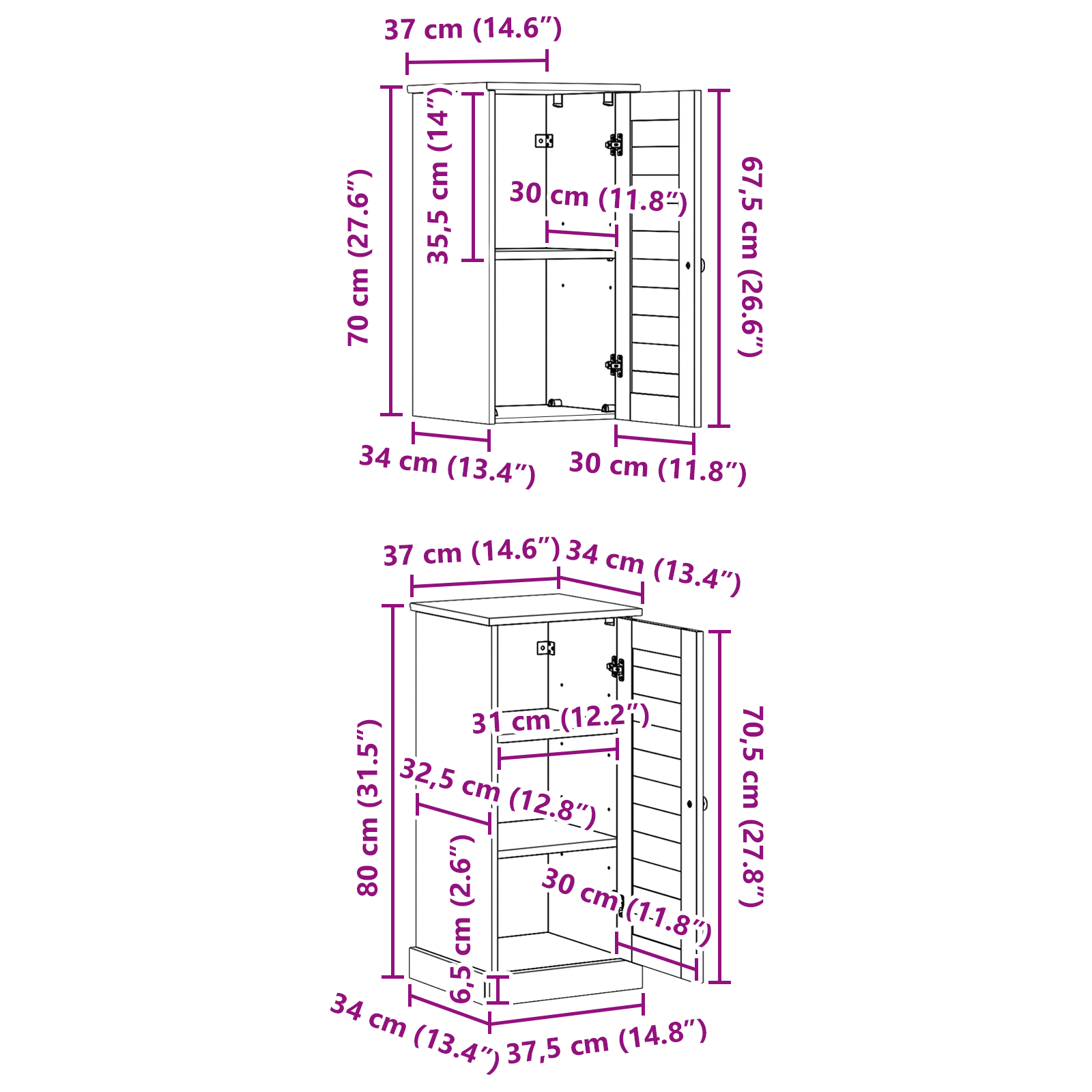 Baderomsinnredningssett VIGO 2 pcs antikk hvit 37 x 34 x 80 cm