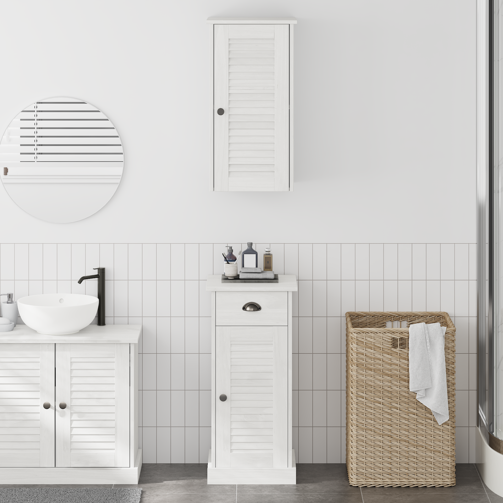 Baderomsinnredningssett VIGO 2 pcs Brun og hvit 37 x 34 x 80 cm