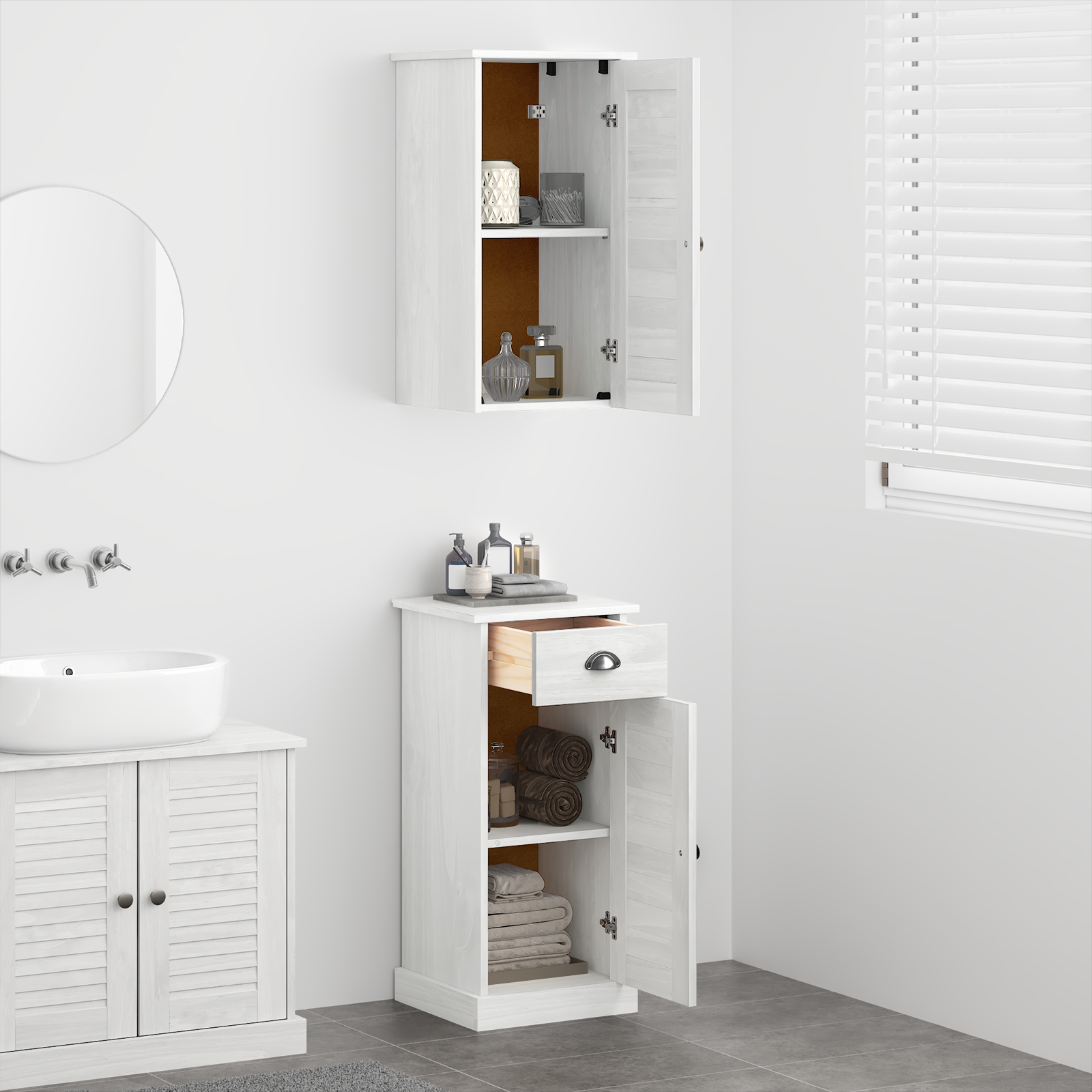 Baderomsinnredningssett VIGO 2 pcs Brun og hvit 37 x 34 x 80 cm