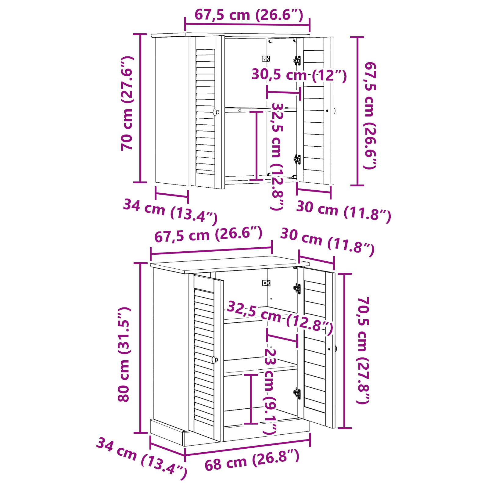 Baderomsinnredningssett VIGO 2 pcs Brun 67,5 x 34 x 80 cm