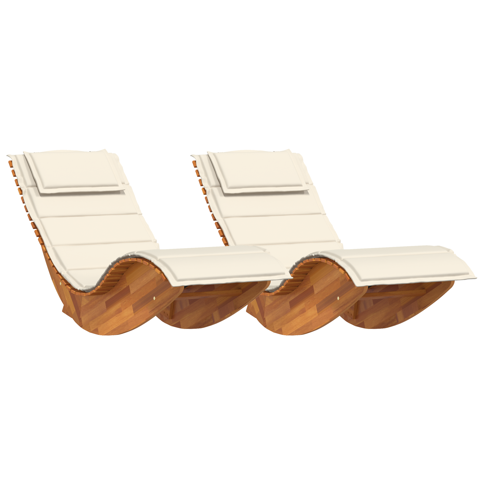 Solstol med pute 2 pcs Brun 60 x 154 x 74cm Massivt akasietre