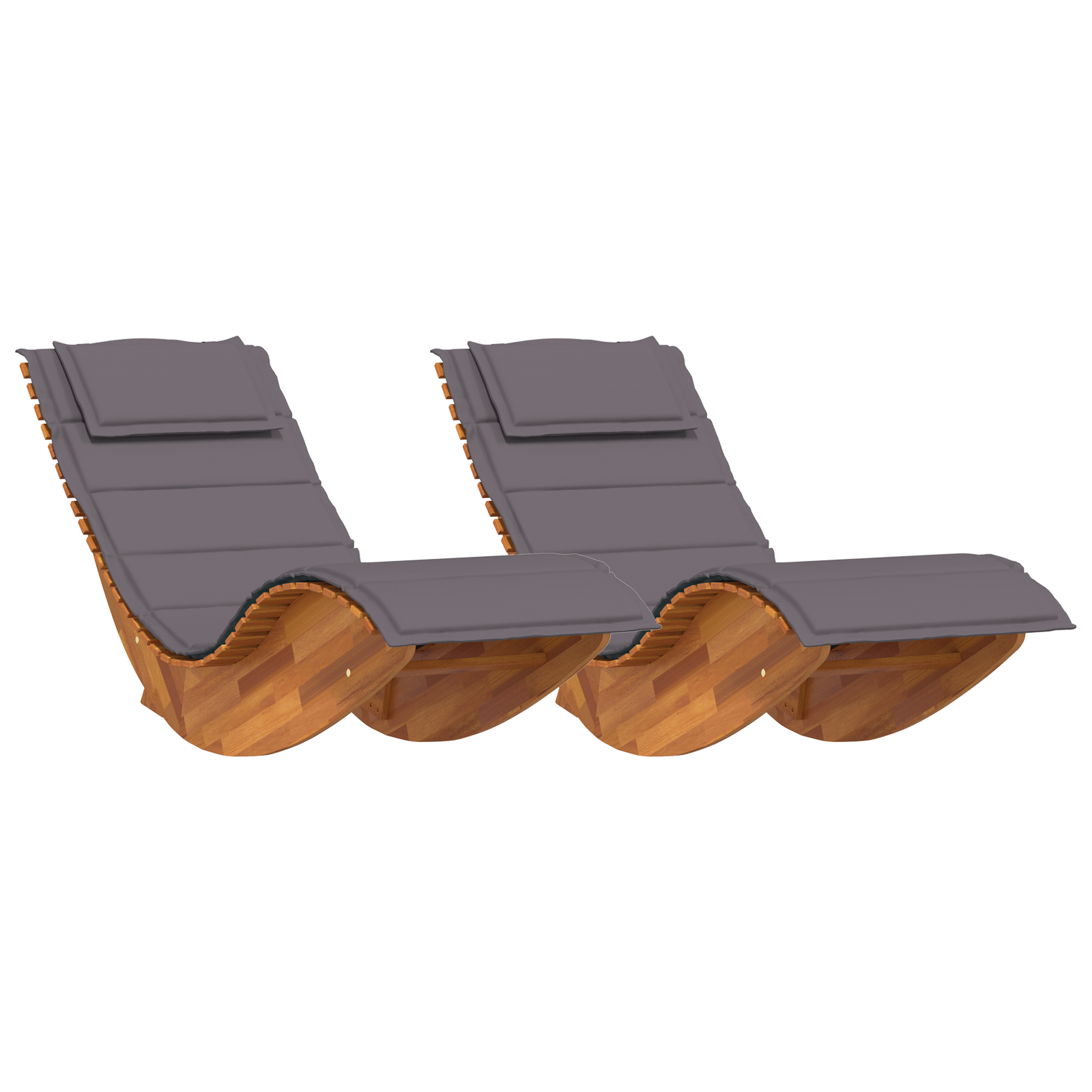 Solstol med pute 2 pcs Brun 60 x 154 x 74cm Massivt akasietre