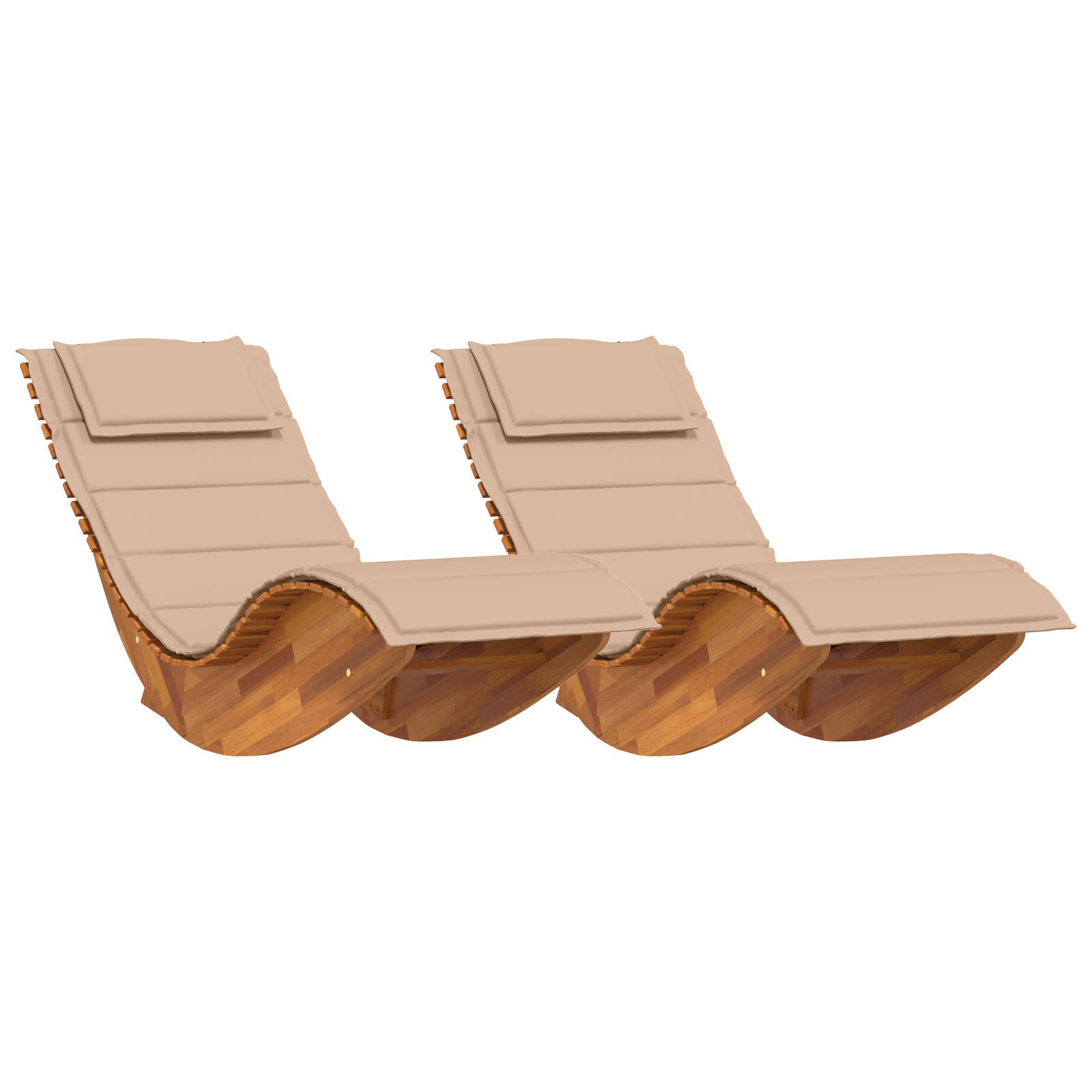 Solstol med pute 2 pcs Brun 60 x 154 x 74cm Massivt akasietre