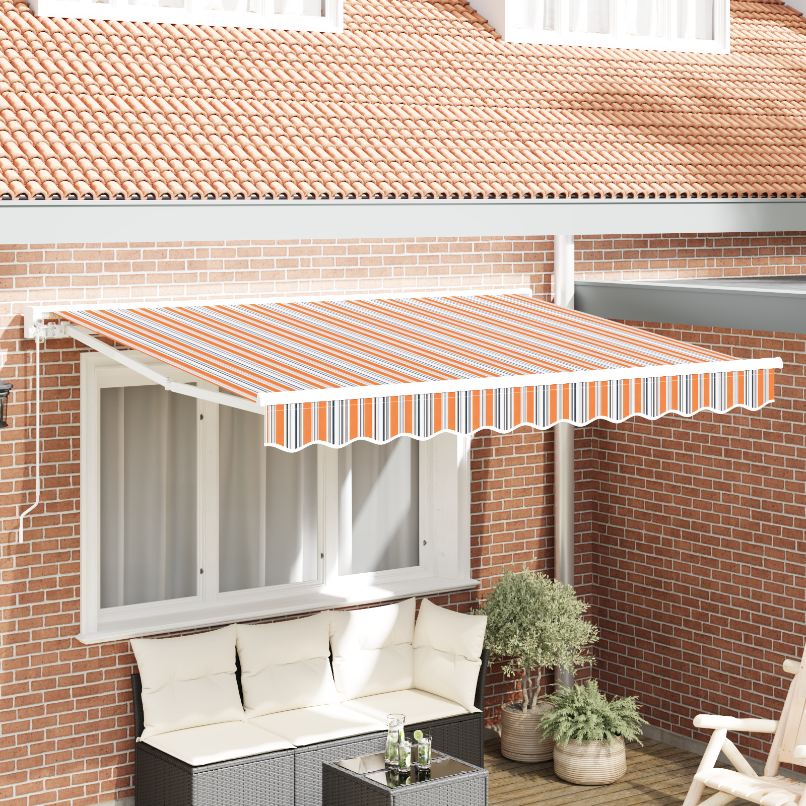 Innvendbar Markise Fargerik stripe 250x200 cm stoff