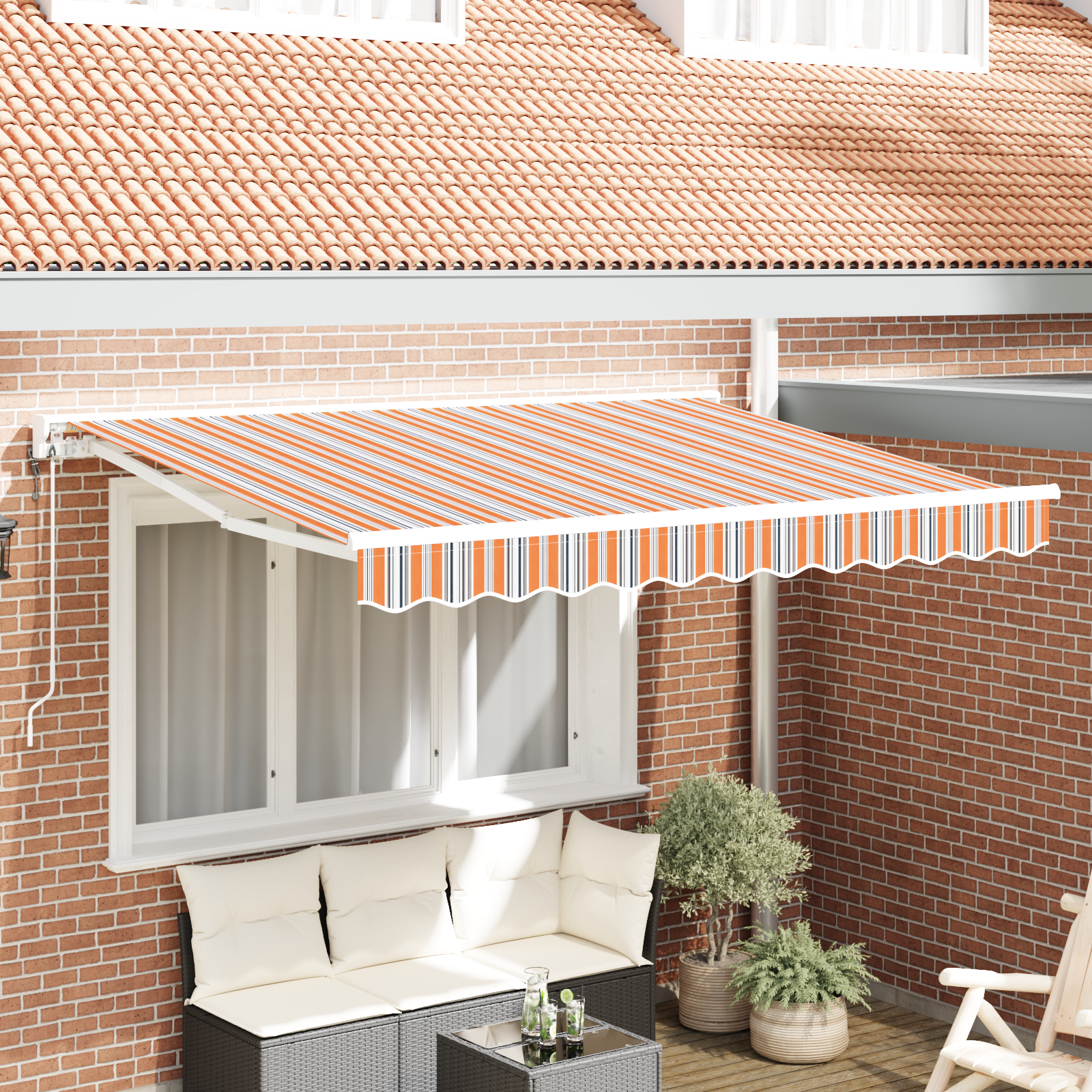 Innvendbar Markise Fargerik stripe 250x200 cm stoff