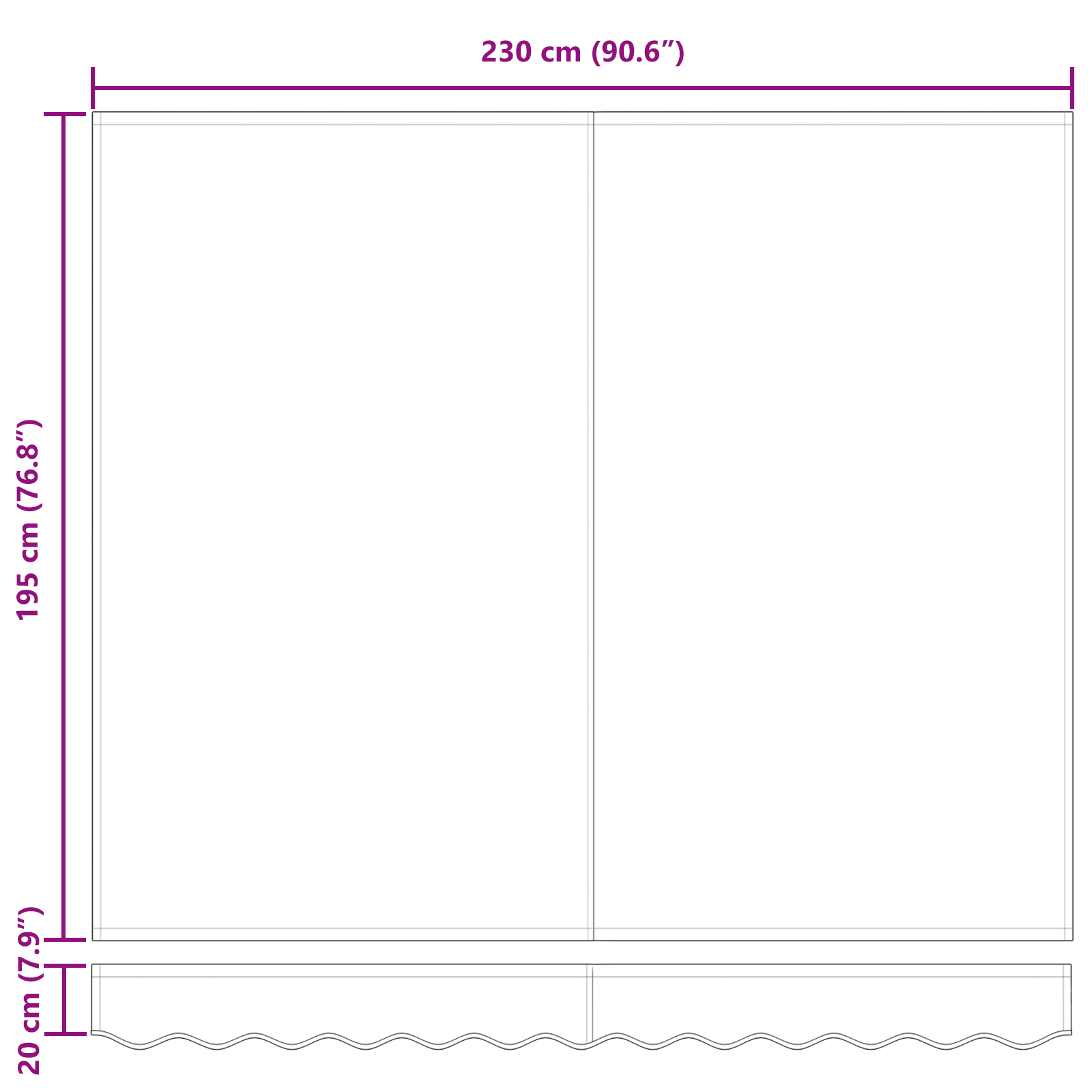Innvendbar Markise Fargerik stripe 250x200 cm stoff
