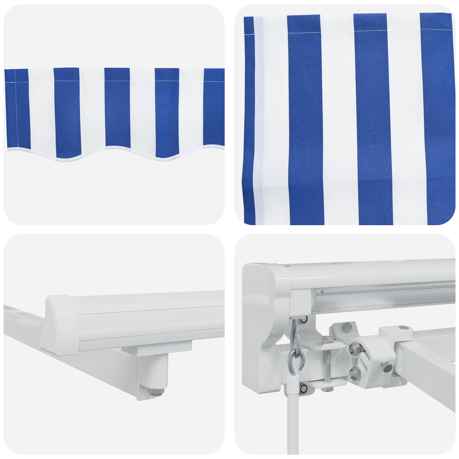 Innvendbar Markise Blå og hvit 350x200 cm stoff