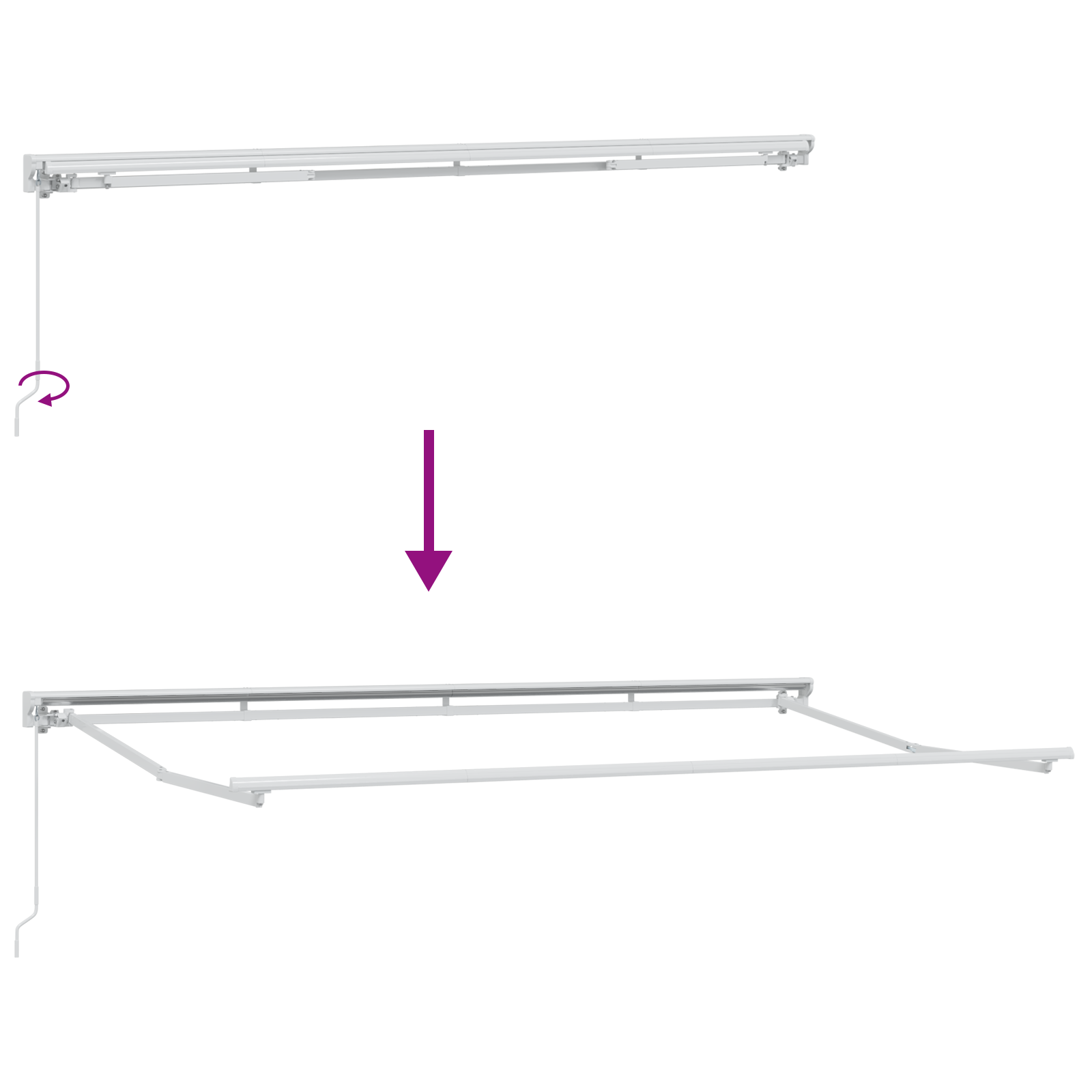 Innvendbar Markise Blå og hvit 350x200 cm stoff
