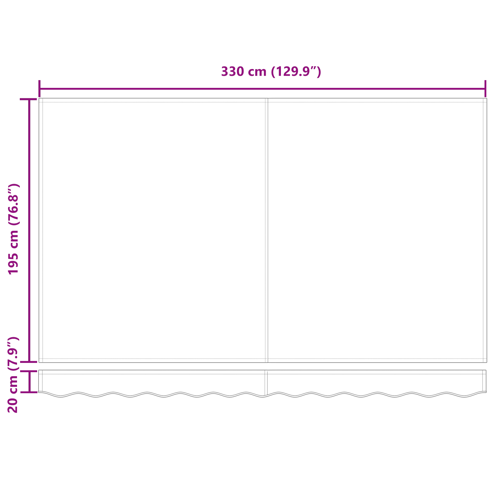 Innvendbar Markise Blå og hvit 350x200 cm stoff