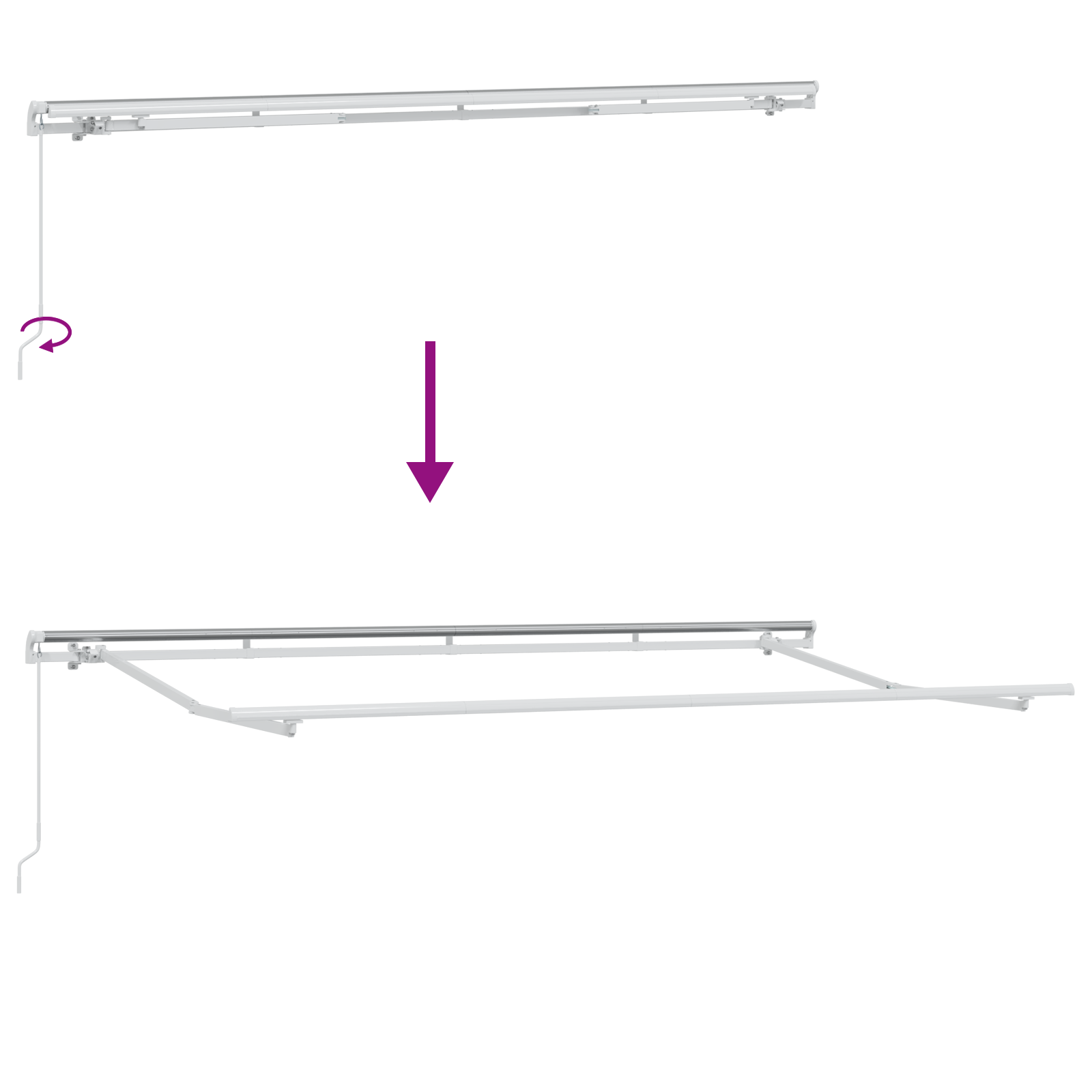 Innvendbar Markise Blå og hvite 350 x 200 cm Stoff og metall
