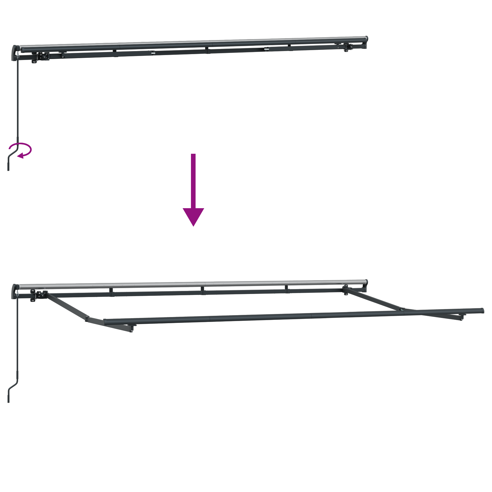 Innvendbar Markise Blå og hvite 350 x 200 cm Stoff og metall