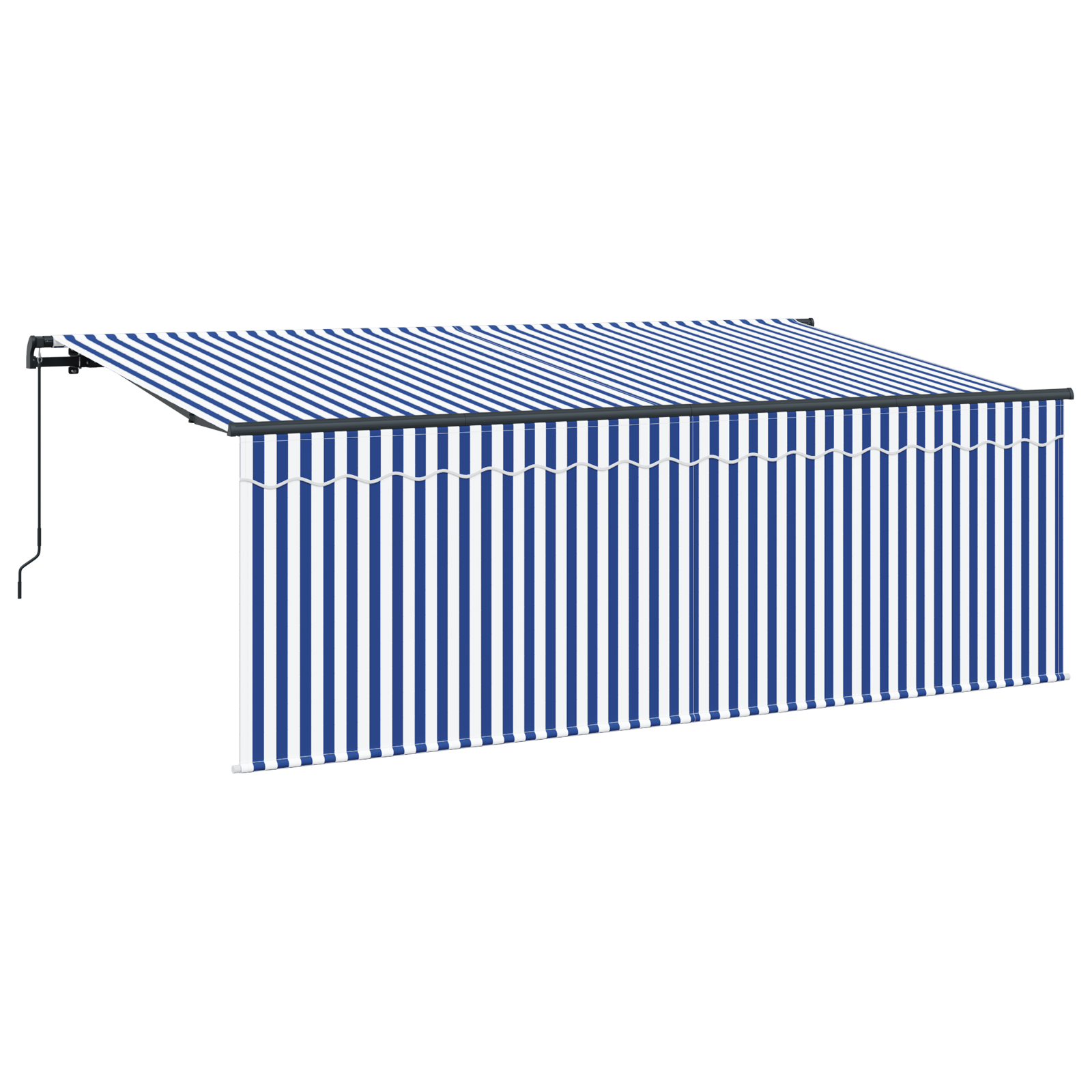 Innvendbar Markise Blå og hvite 350 x 200 cm Stoff og metall