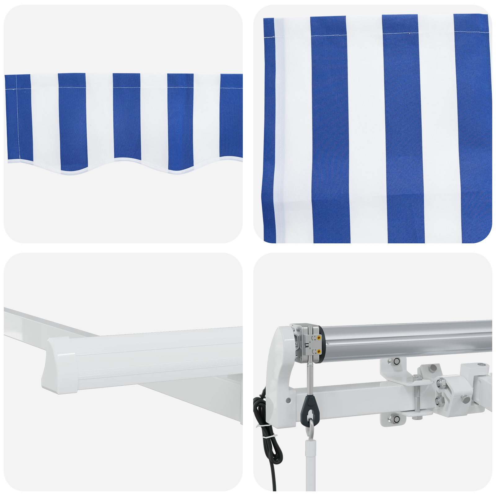 Innvendbar Markise Blå og hvite 350 x 200 cm Stoff og metall
