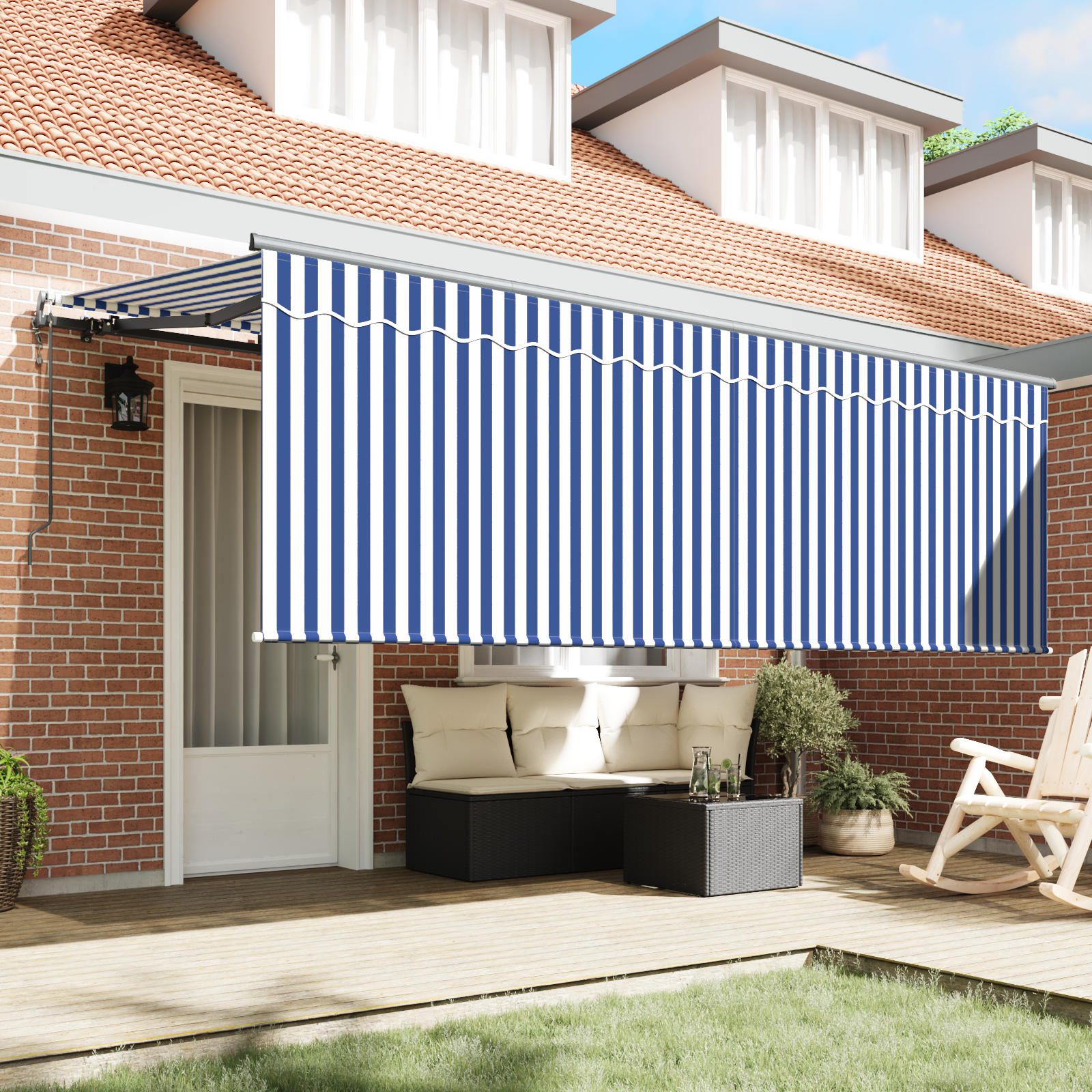 Markise med persienne Krem 350 x 200 x 120 cm Stoff og Metall
