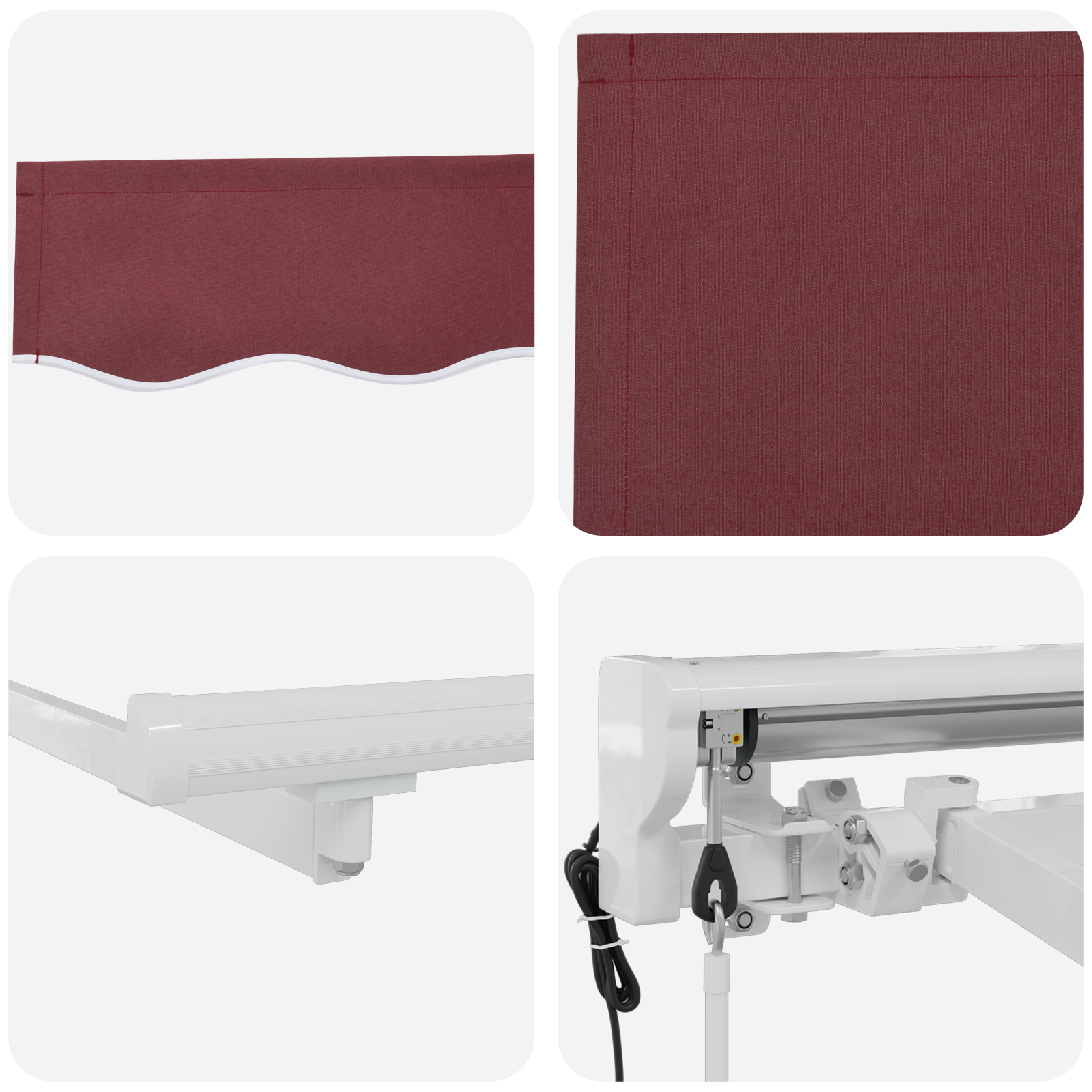 Innvendbar Markise Burgunder 350x200 cm stoff