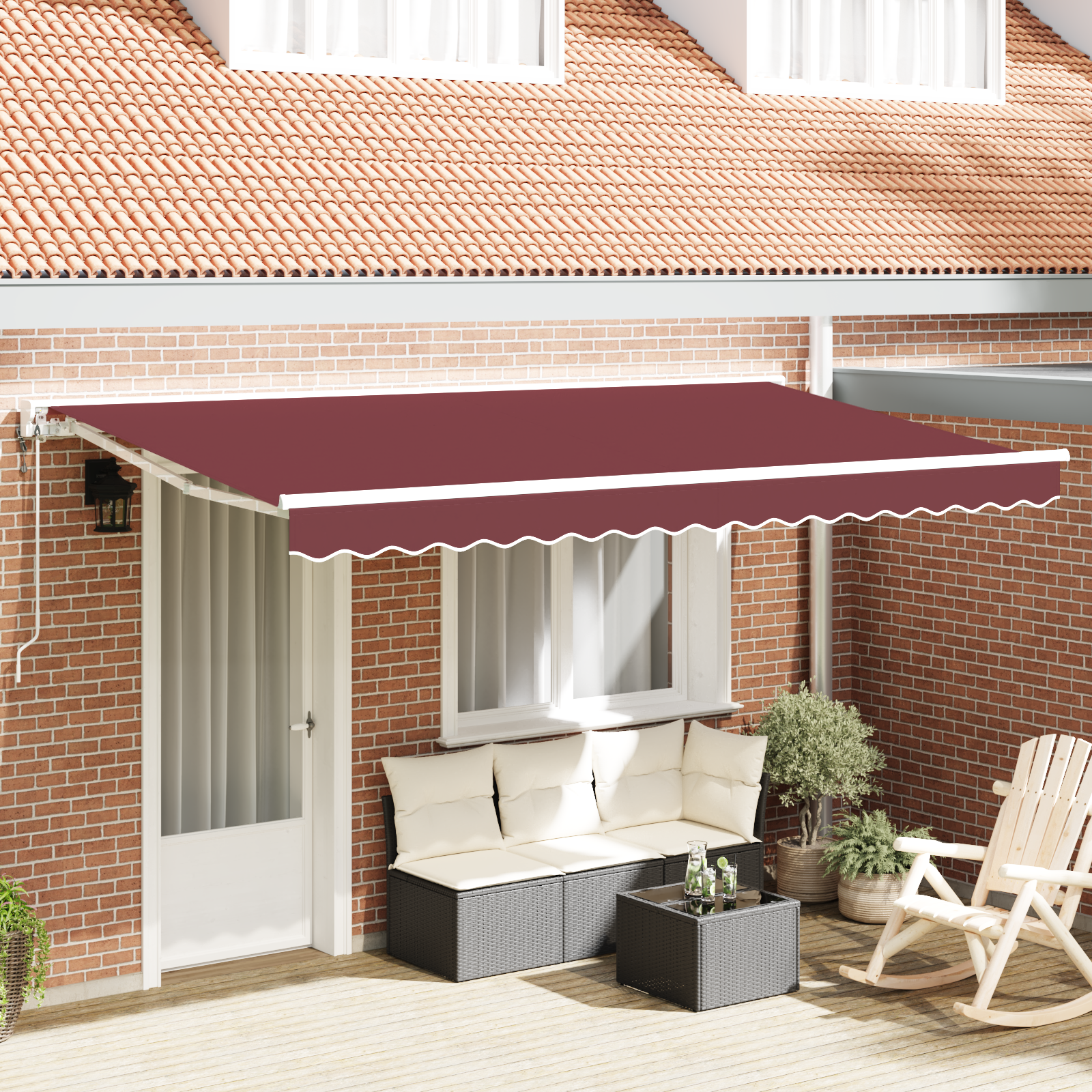 Innvendbar Markise Burgunder 350x200 cm stoff