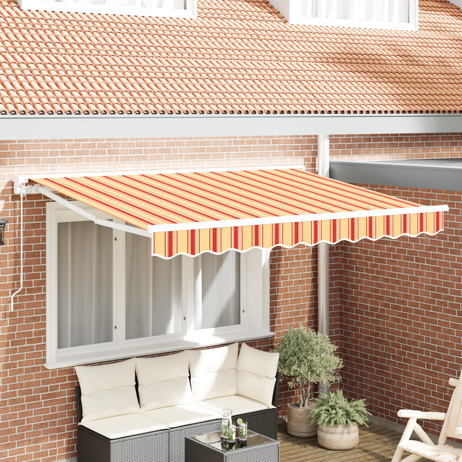 Innvendbar Markise Fargerik stripe 350x200 cm stoff