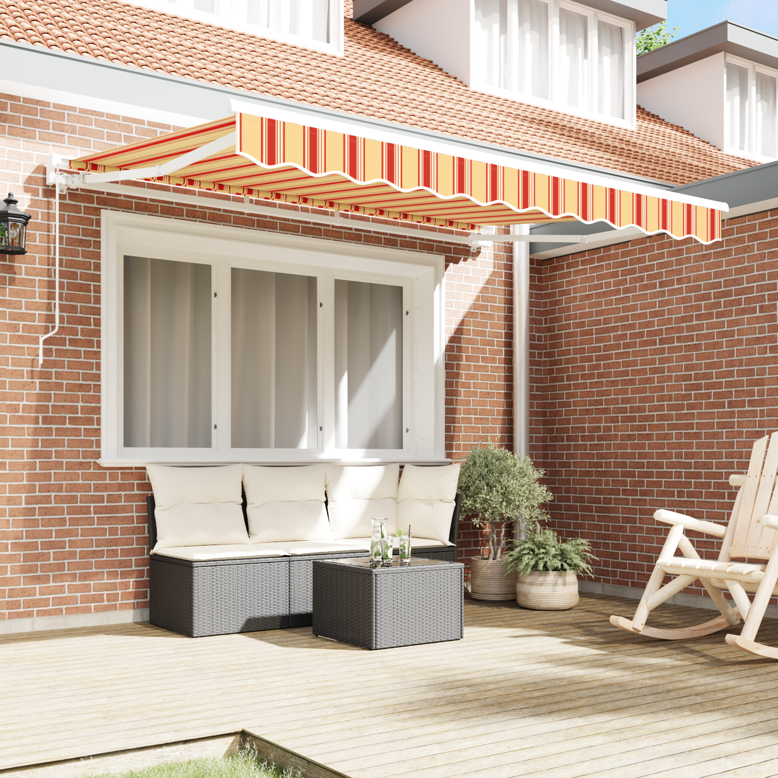 Innvendbar Markise Fargerik stripe 350x200 cm stoff