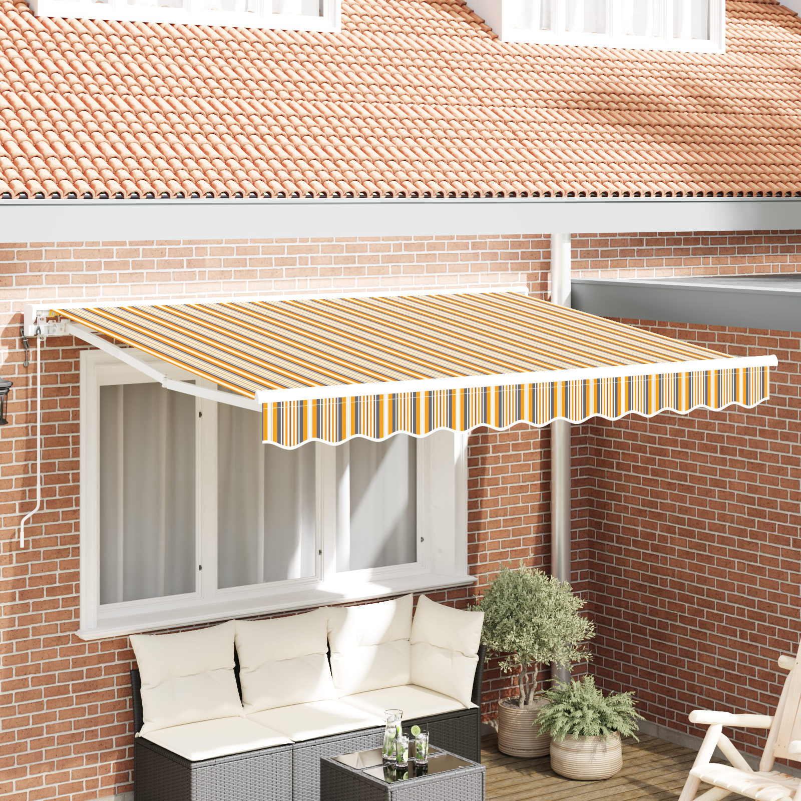 Innvendbar Markise Fargerik stripe 350x200 cm stoff