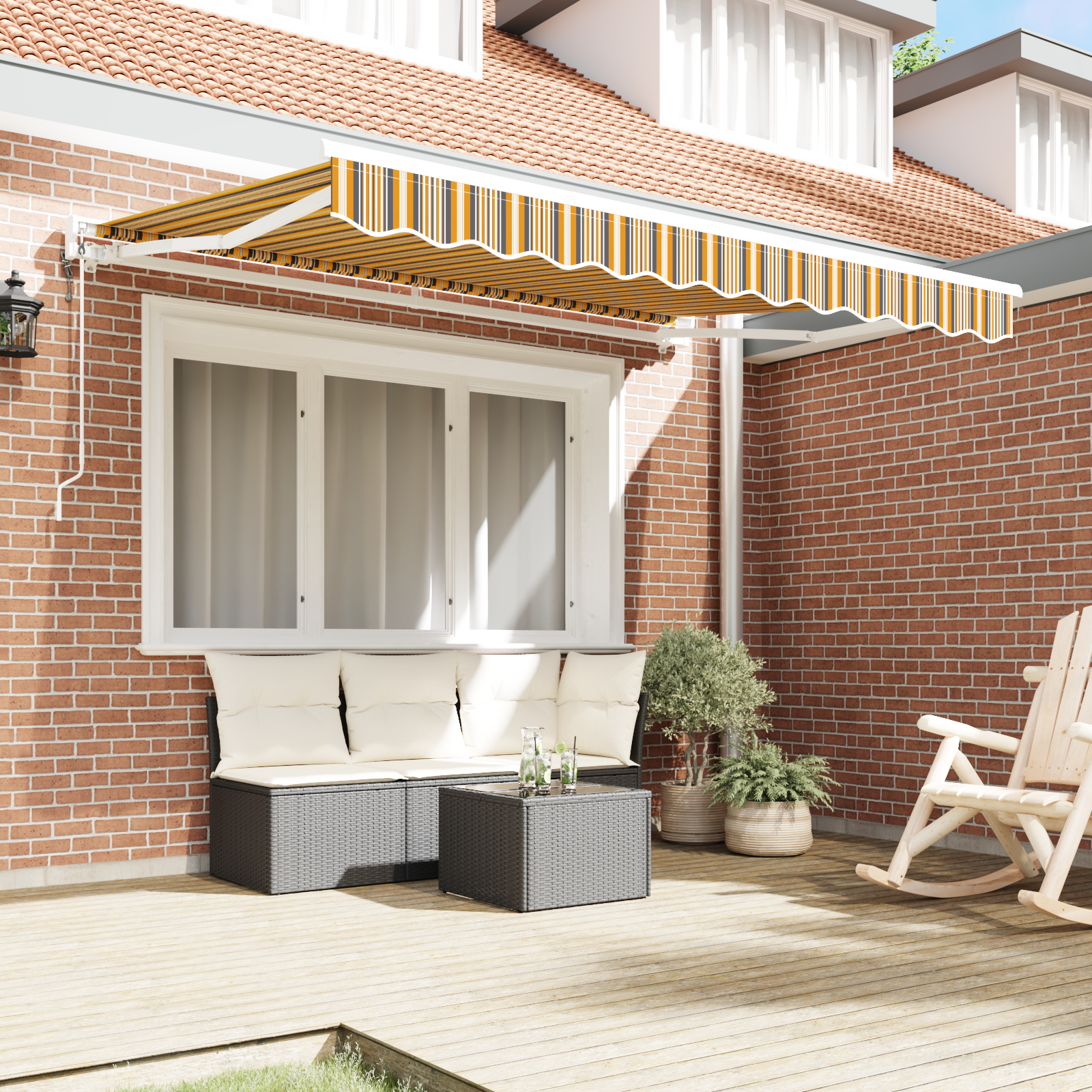 Innvendbar Markise Fargerik stripe 350x200 cm stoff