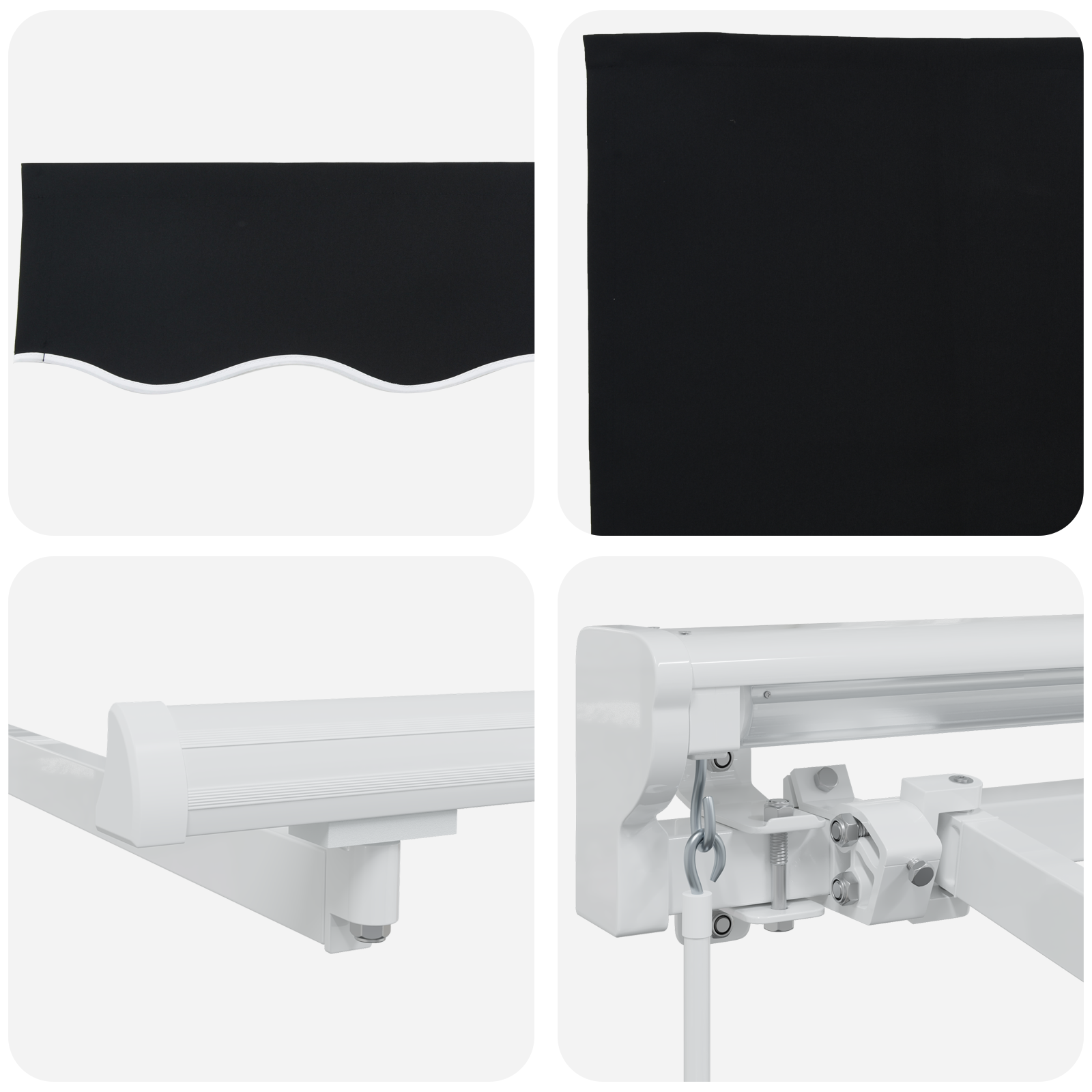 Innvendbar Markise Svart 350x200 cm stoff