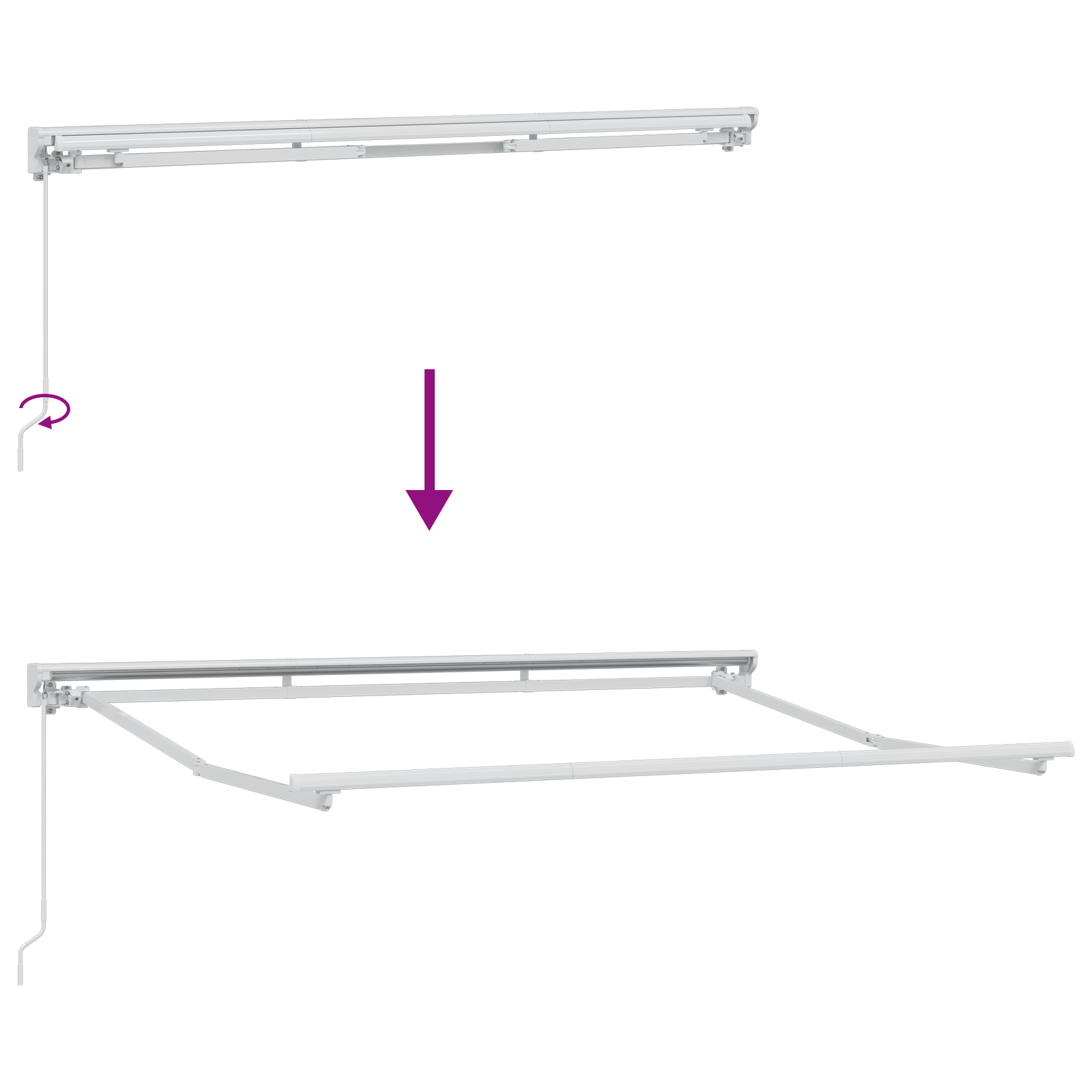 Innvendbar Markise Svart 350x200 cm stoff