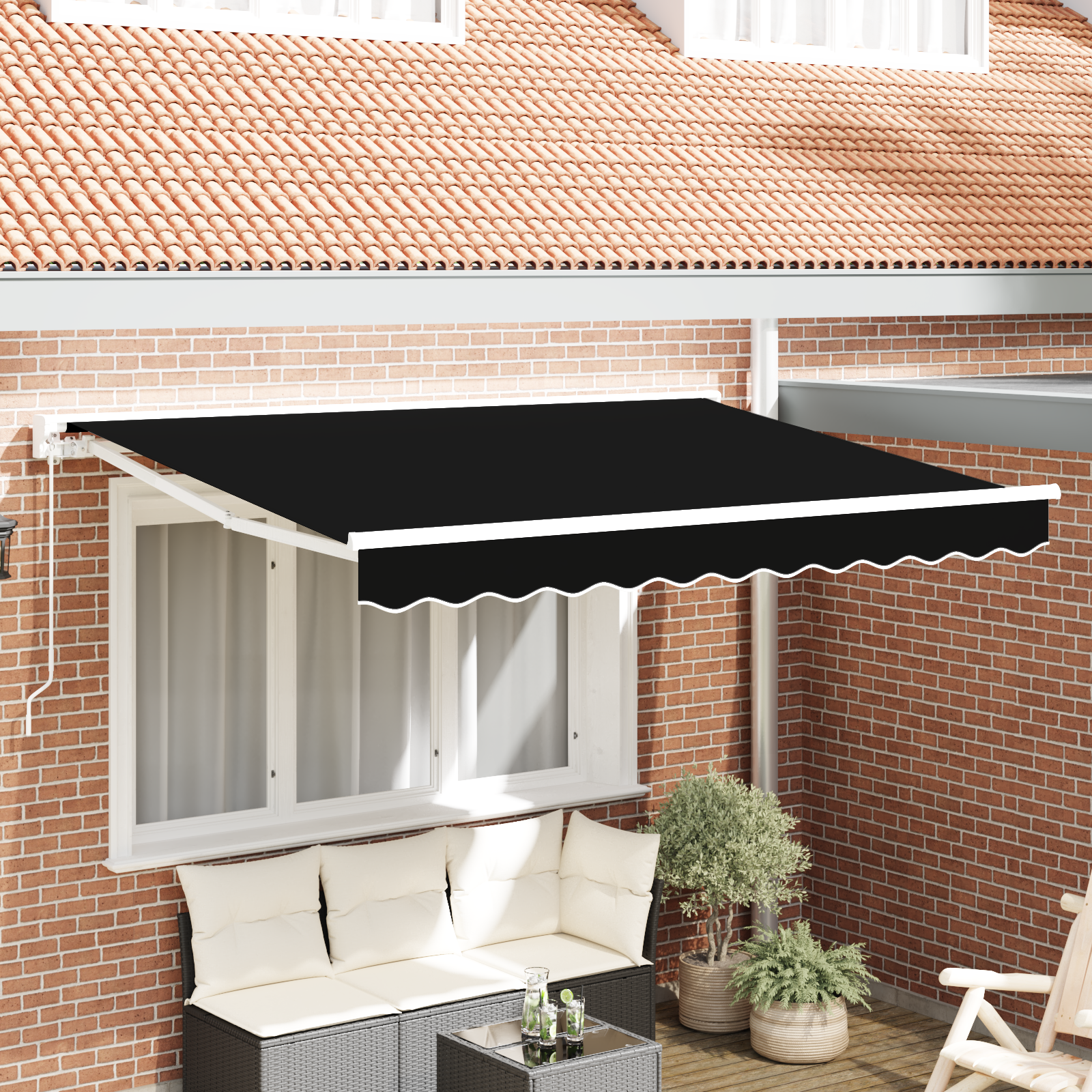 Innvendbar Markise Svart 350x200 cm stoff