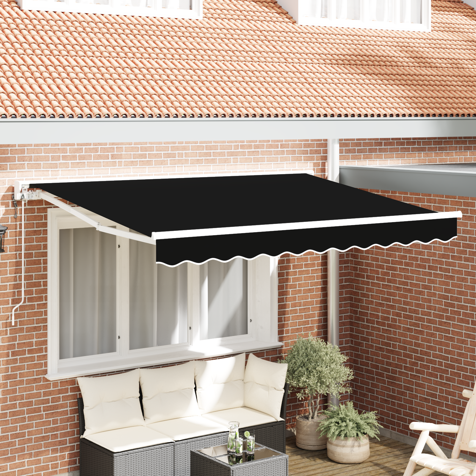 Innvendbar Markise Svart 350x200 cm stoff
